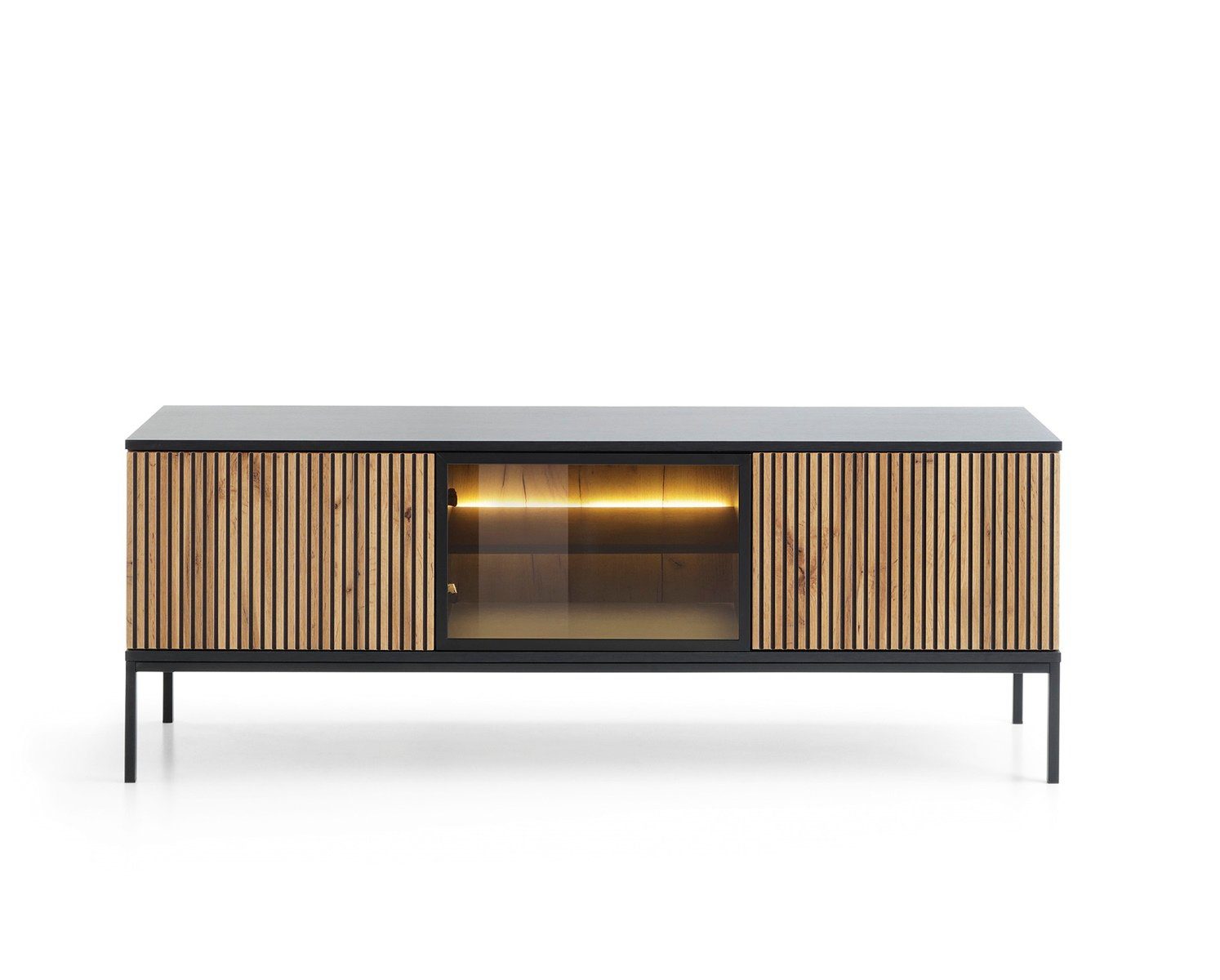 Compleo TV-Schrank LINO, TV Tisch gerifflete Front, Fernsehschrank Modern Wohnzimmer