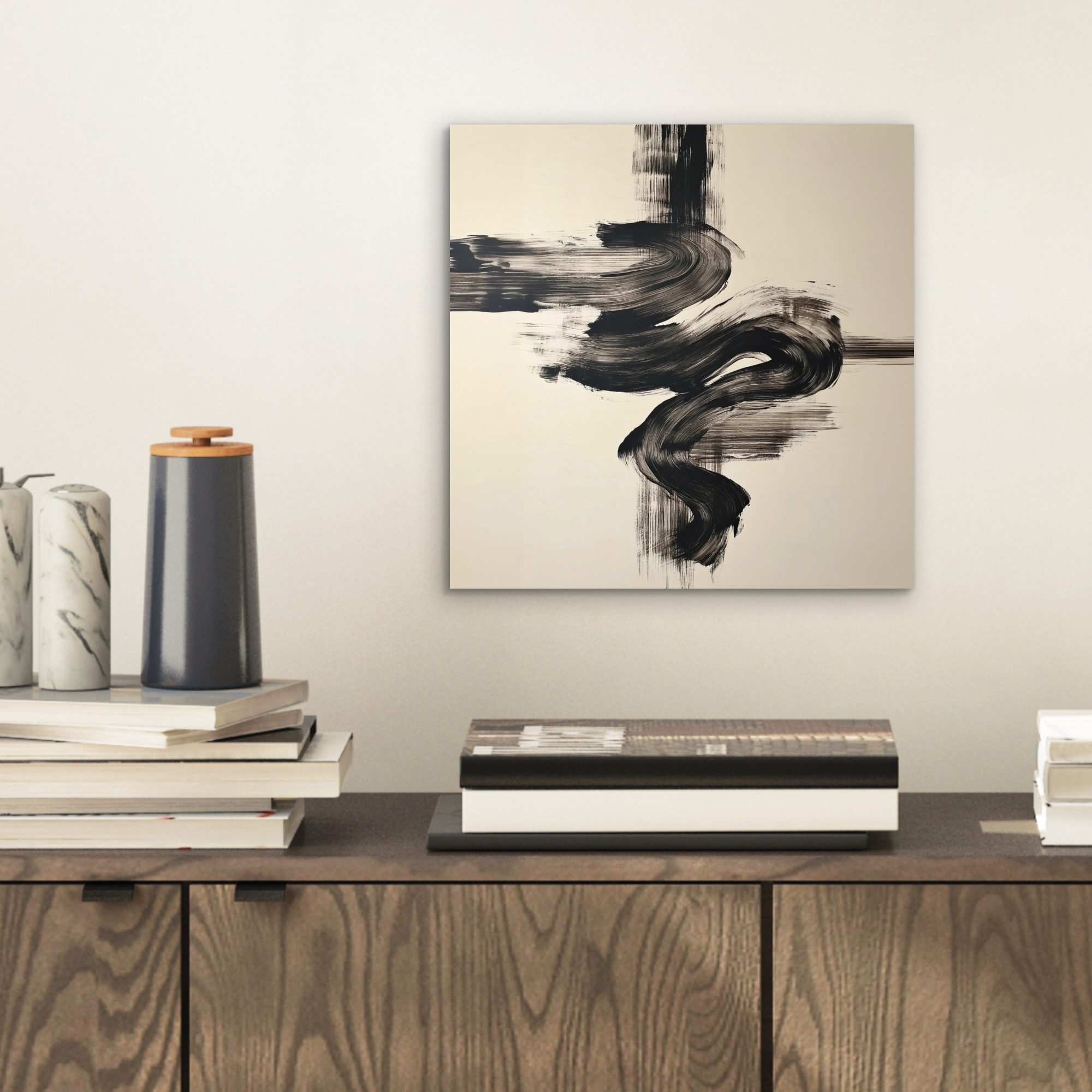 MuchoWow Metallbild Wellen - Pinselstriche - günstig online kaufen