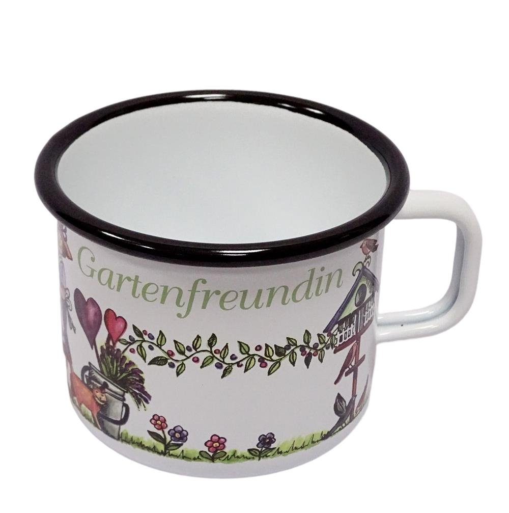 Linoows Tasse Tasse, Henkelbecher 9 Emaille, Henkeltasse, Gartenfreundin Becher, Emaille Kaffeepott, Kaffeepott, Outdoor cm