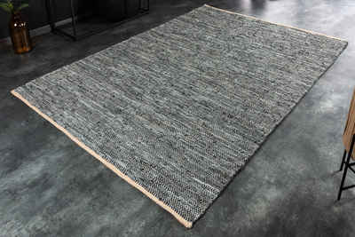 Teppich PURE 230x160cm blau / beige, riess-ambiente, rechteckig, Höhe: 10 mm, Wohnzimmer · Leder · Hanf · Schlafzimmer · Industrial Design