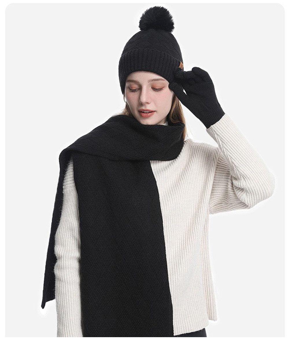 Coonoor Mütze & Schal Damen Winter-Set, Mütze mit Bommel, Schal & Touchscre günstig online kaufen