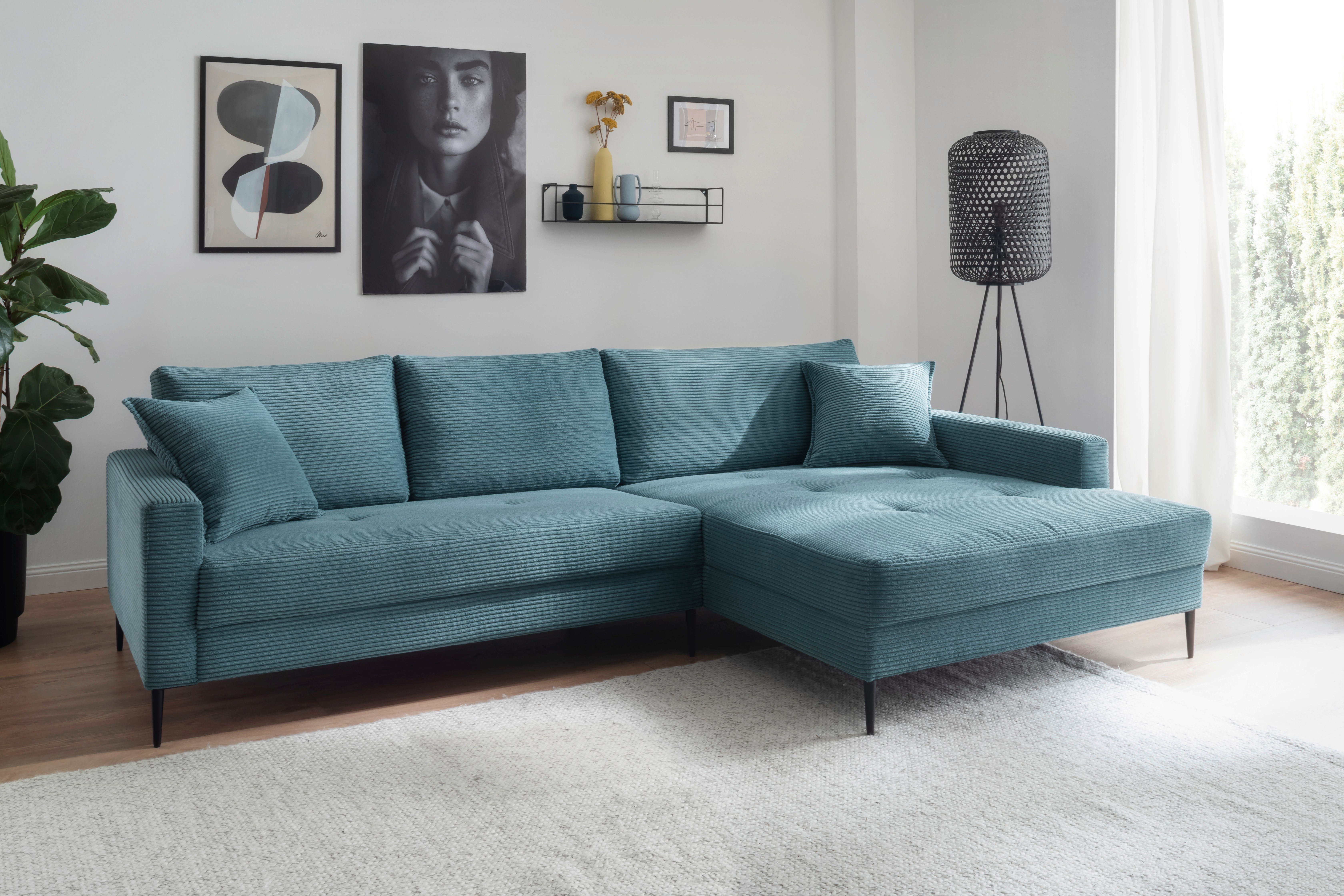 Trends by HG Ecksofa Summer L-Form, in Cord-Stoff mit Metallfuß günstig online kaufen