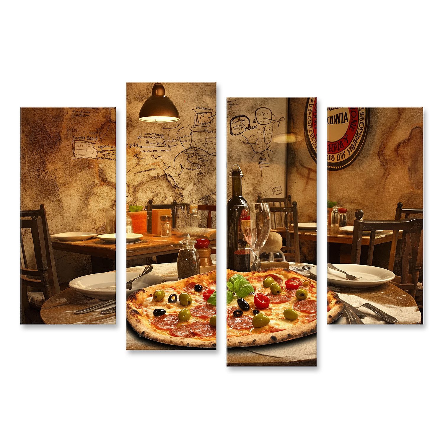 islandburner Leinwandbild, Gemütliches italienisches Restaurant mit Pizza