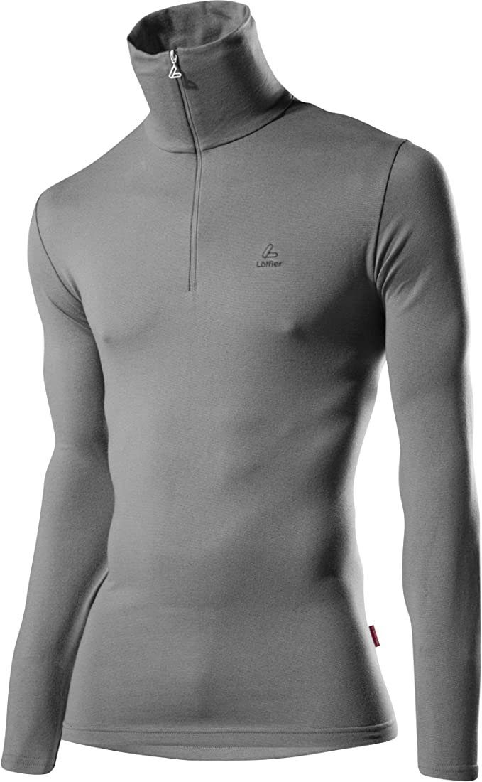 Trainingspullover Zip-Rolli grau Sport Langlaufbekleidung Sportunterwäsche