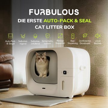 Furbulous Katzentoilette Automatische Selbstreinigung und Selbstverpackung, Automatisches Nachfüllen, Intelligente App, Rettungsschwimmersystem
