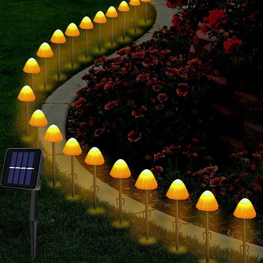 20er oyajia Solarleuchte Gartenlampe Solarlampe set Pilzlampe 5m LED - Pilzlampe 8Modi Lichterkette,