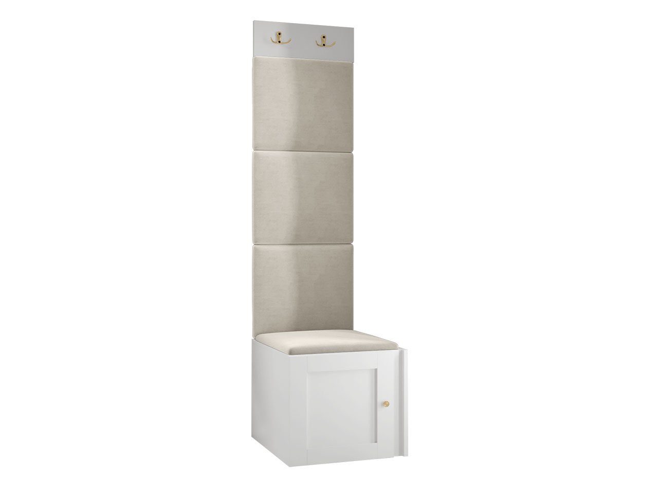 MIRJAN24 Garderoben-Set Orion Ramiro XXII, (Schuhschrank 1D, Kleiderhakenbrett, 4x Paneel 42x42), 2 Kleiderhaken für Kleidung, Metallgriffe