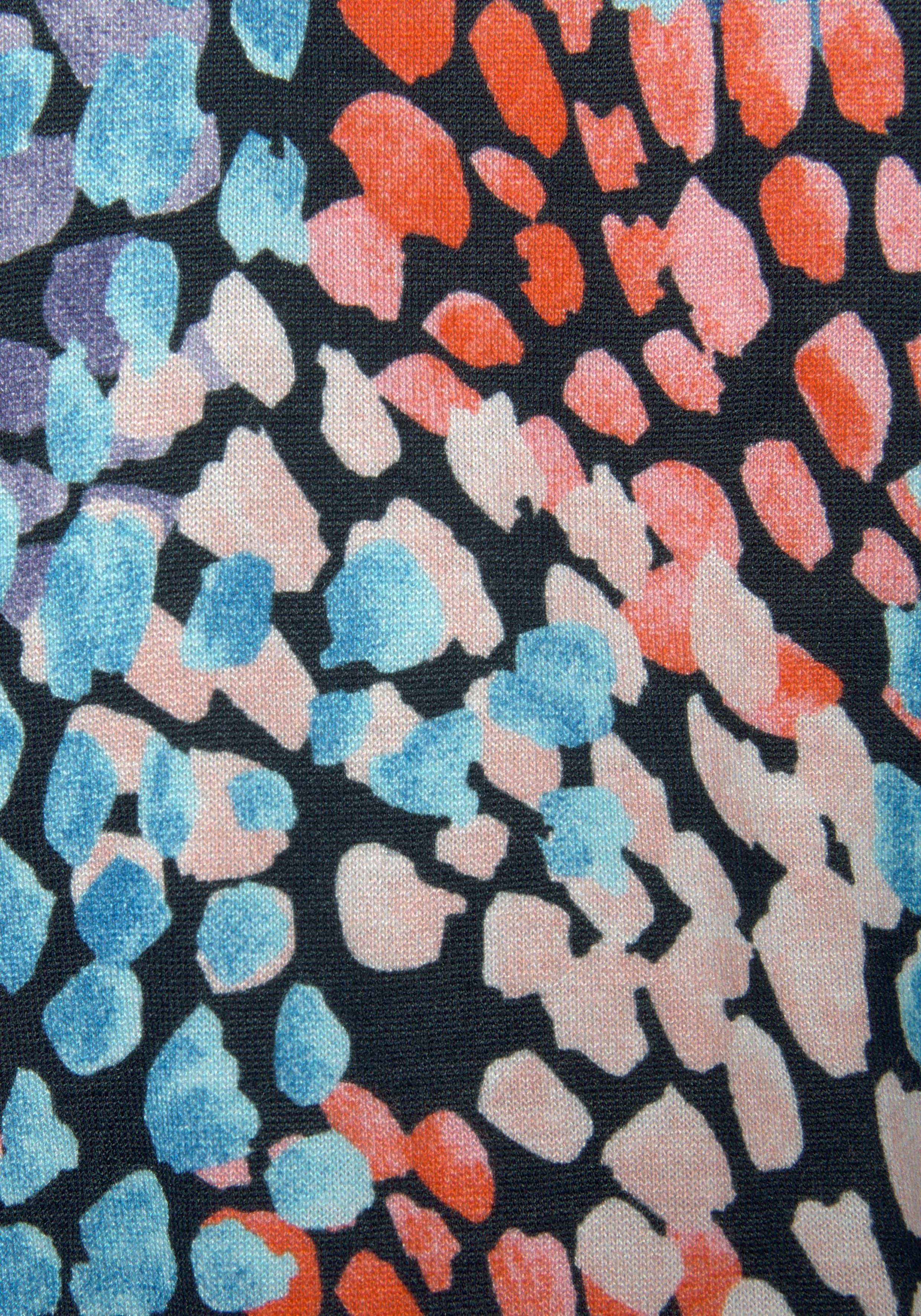 blau-koralle bedruckt Tupfenprint Maxikleid mit s.Oliver