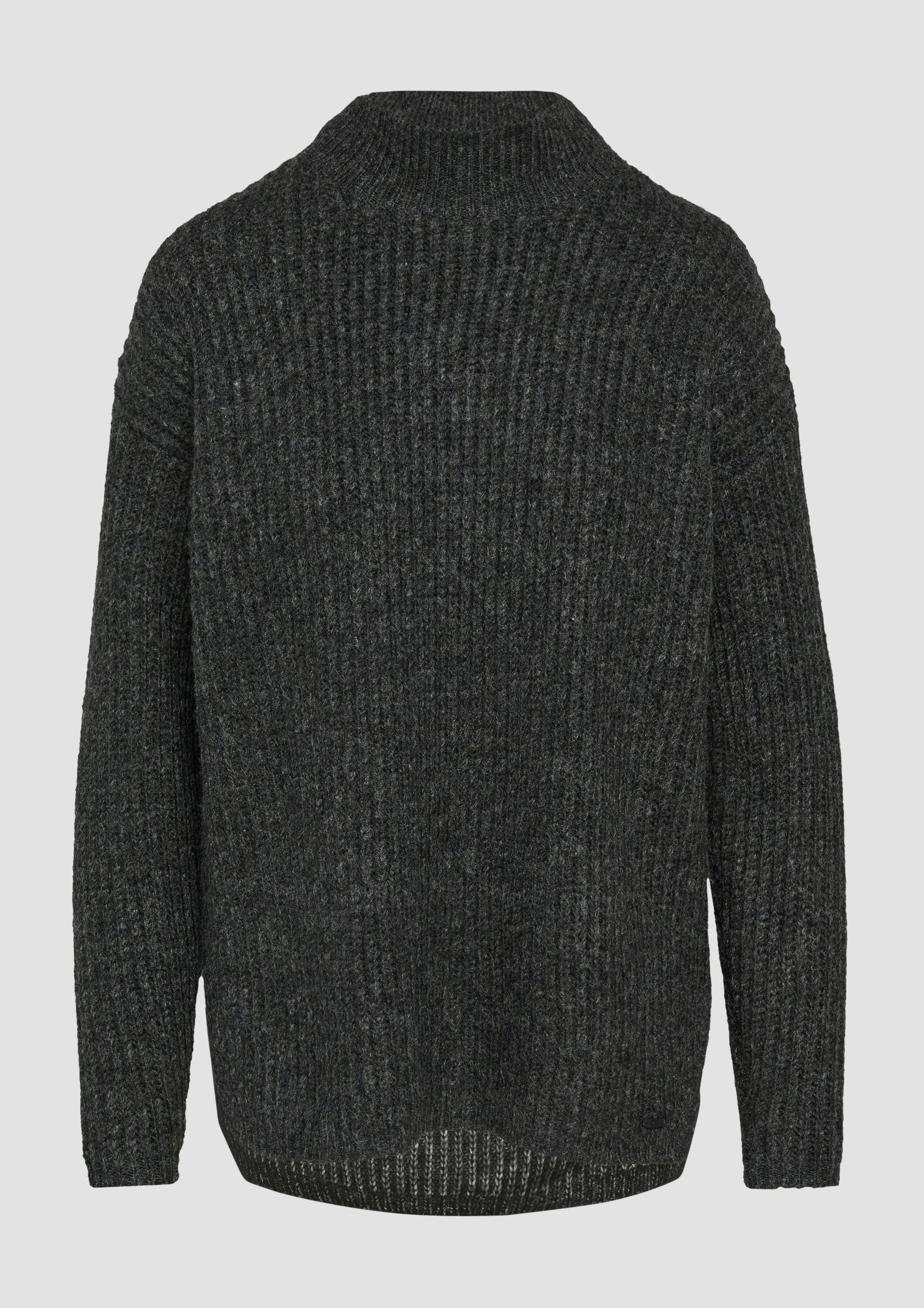 QS Longpullover Strickpullover Weicher Strickpullover mit Rippstruktur