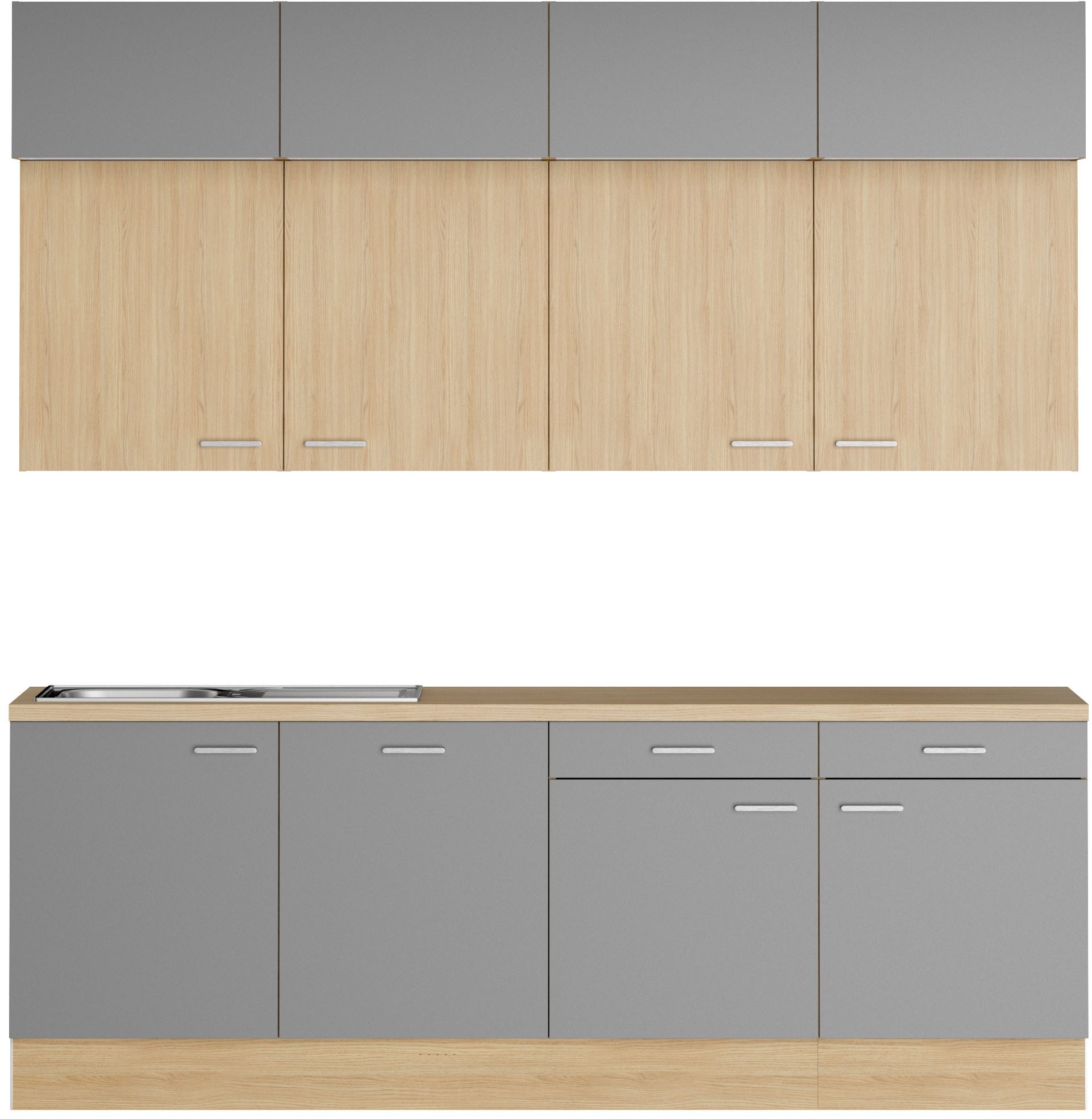 KOCHSTATION Küchenzeile KS-Lucy, Breite 240 cm, Soft-Close, inkl. Zubehör, wahlweise mit Geschirrspüler