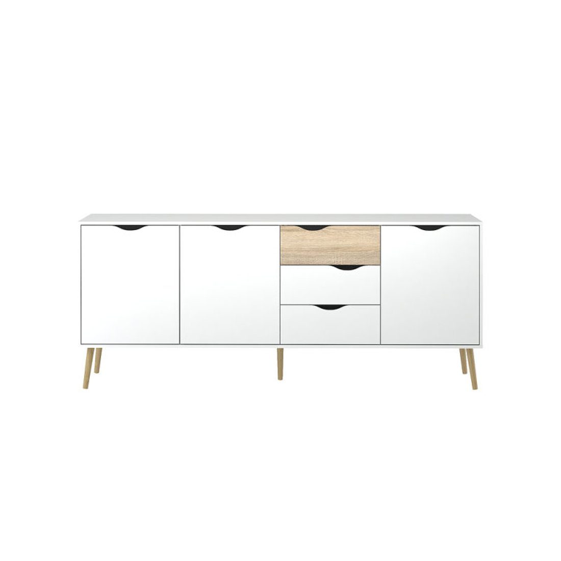 ebuy24 Sideboard Napoli sideboard mit 3 Türen und 3 Schubladen, wei