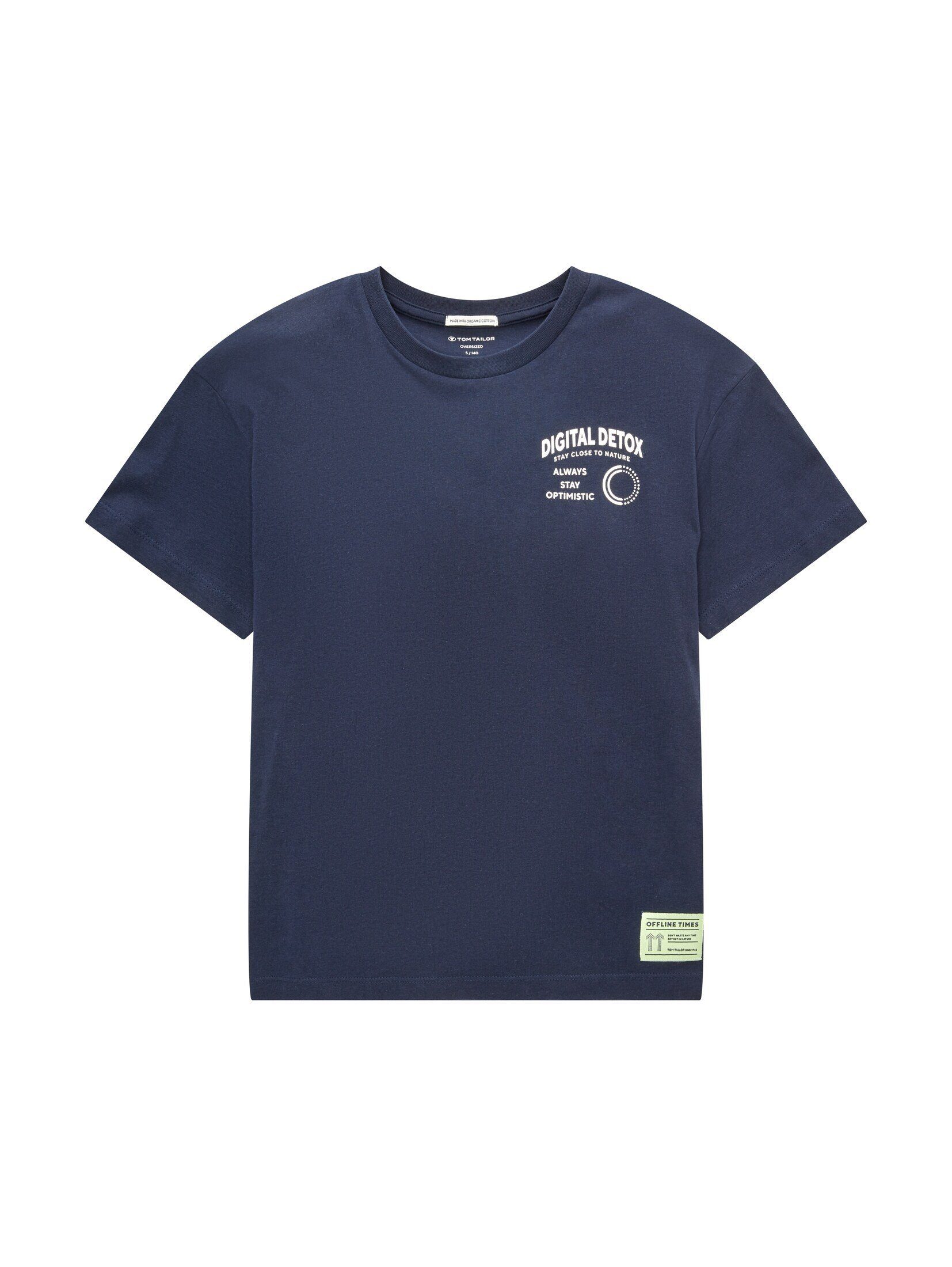 mit T-Shirt blue sky Textprint T-Shirt TAILOR TOM captain