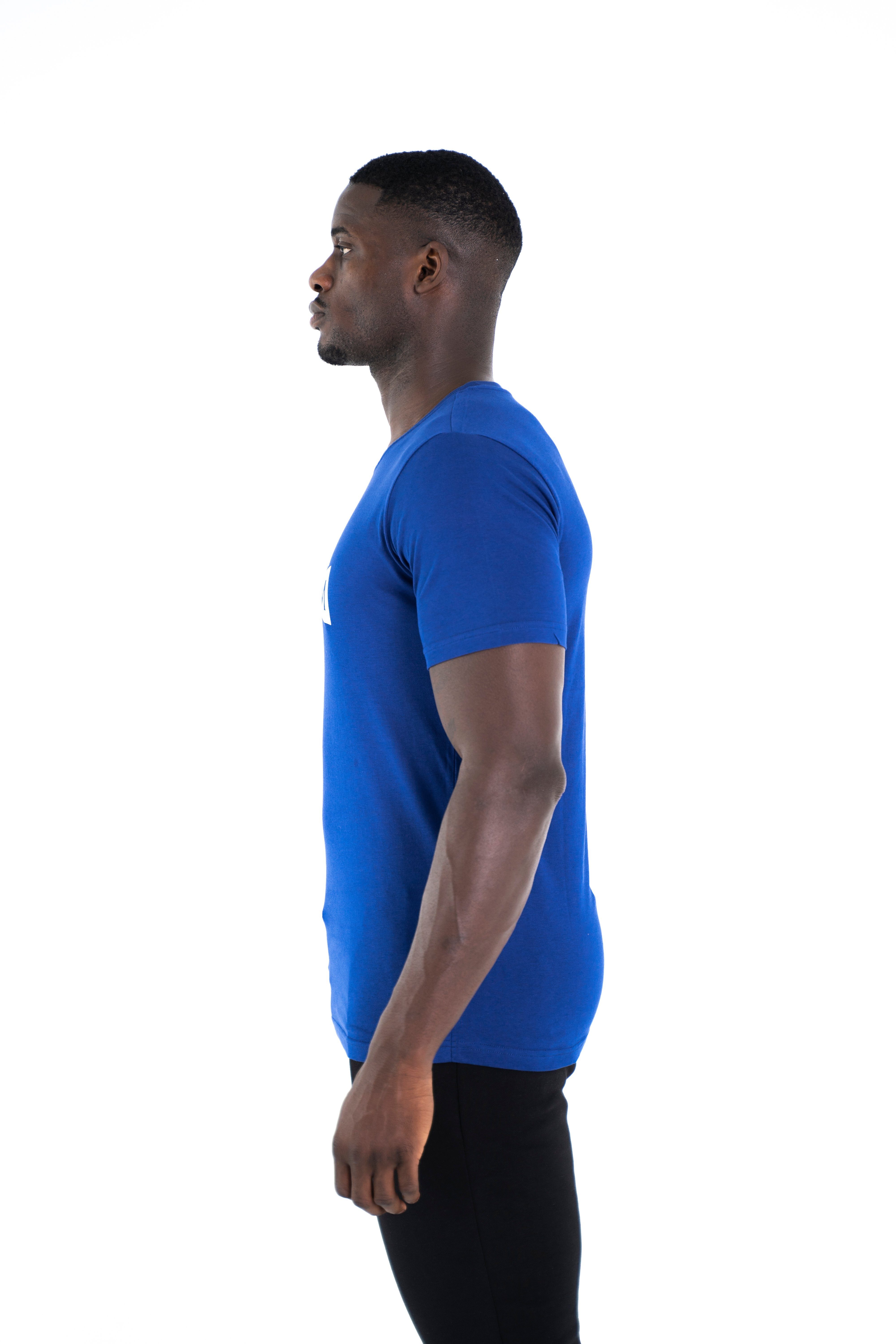 Shirt blau Cotton C-Neck 100% T-Shirt Modern Sportwear Rundhalsausschnitt, Baumwoll Universum
