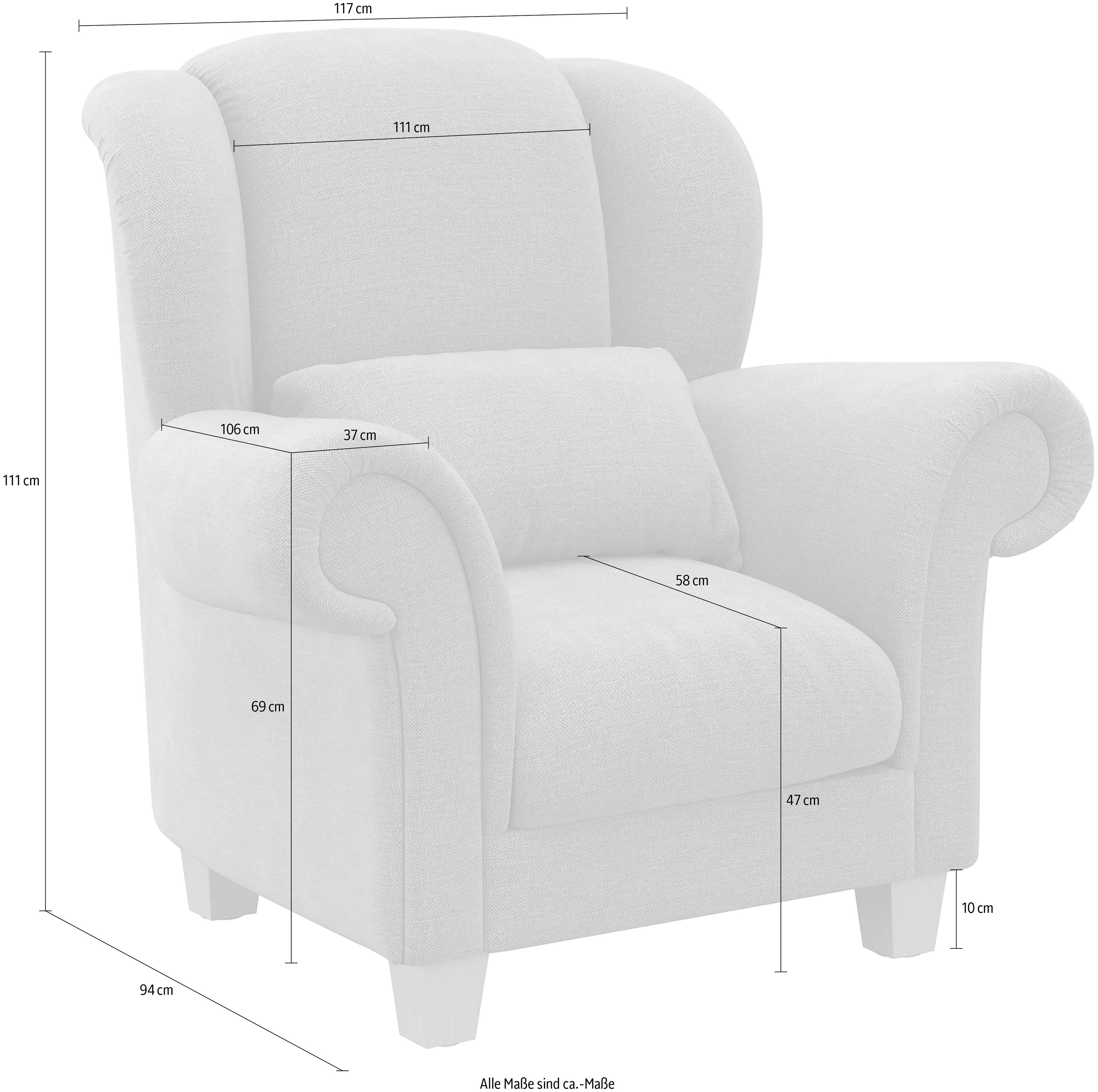 und Design affaire (1-St), zeitlosem softem, Ohrensessel mit Ohrenseesel Home weichem Queenie Sitzkomfort