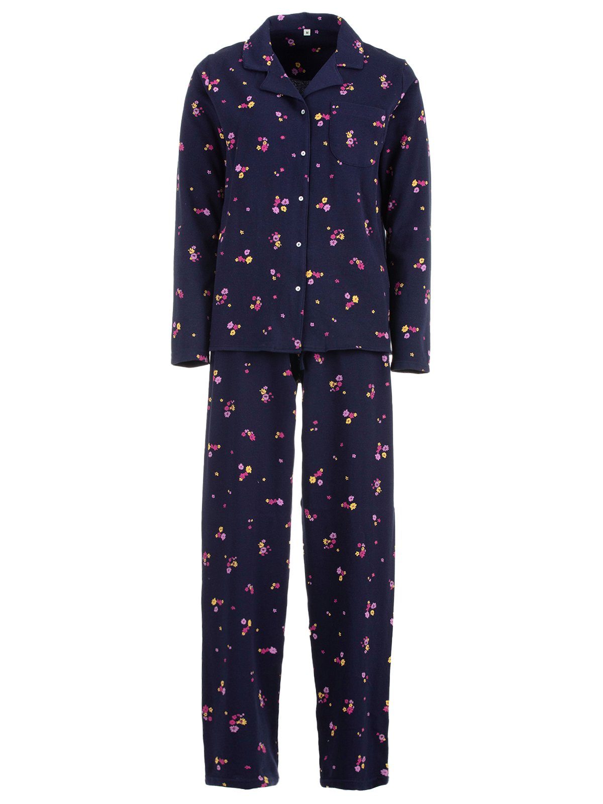 zeitlos Schlafanzug Pyjama Set Thermo - Blümchen Knopfleiste | Pyjamas