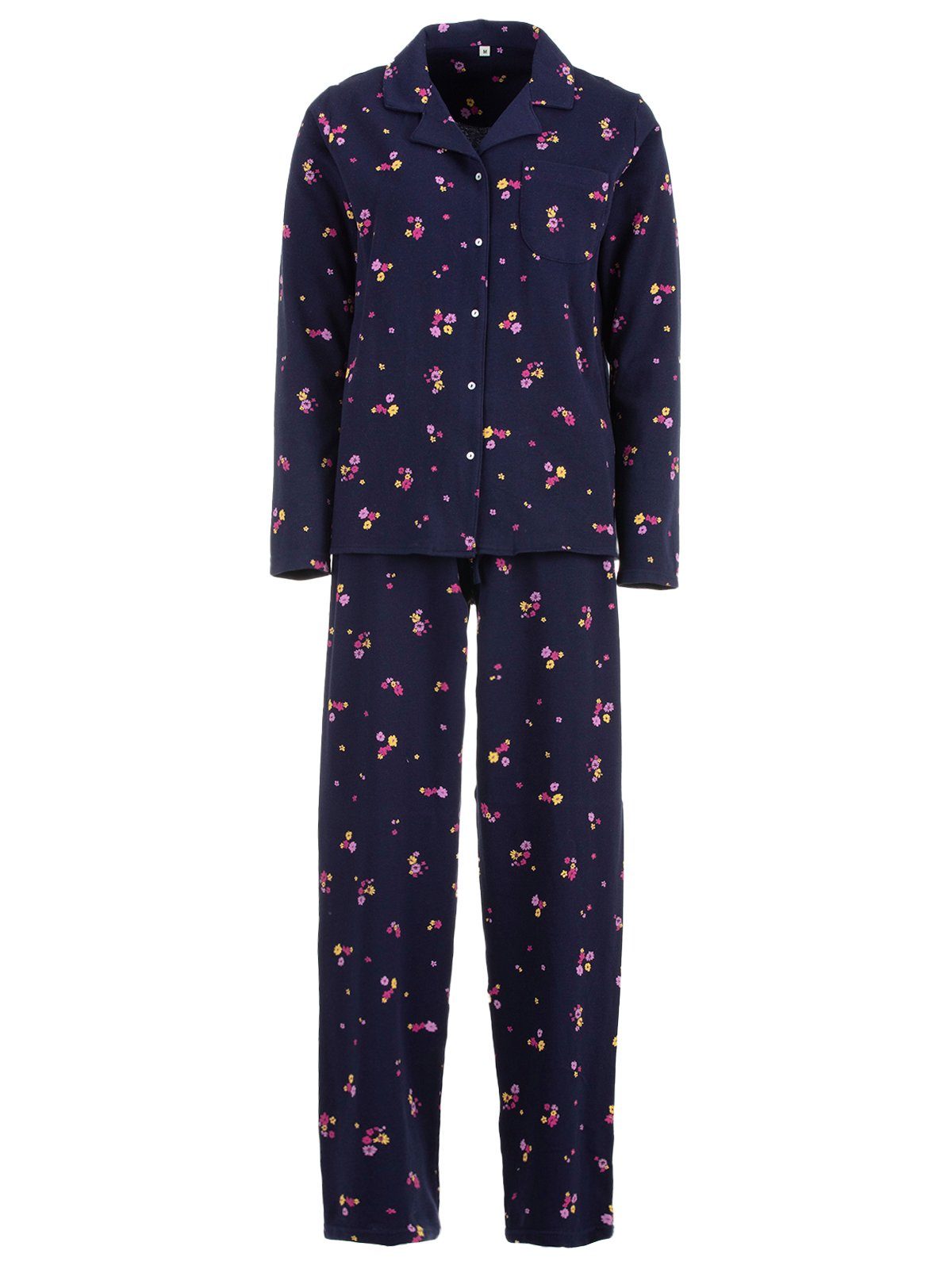 zeitlos Schlafanzug Pyjama Set Thermo - Blümchen Knopfleiste günstig online kaufen