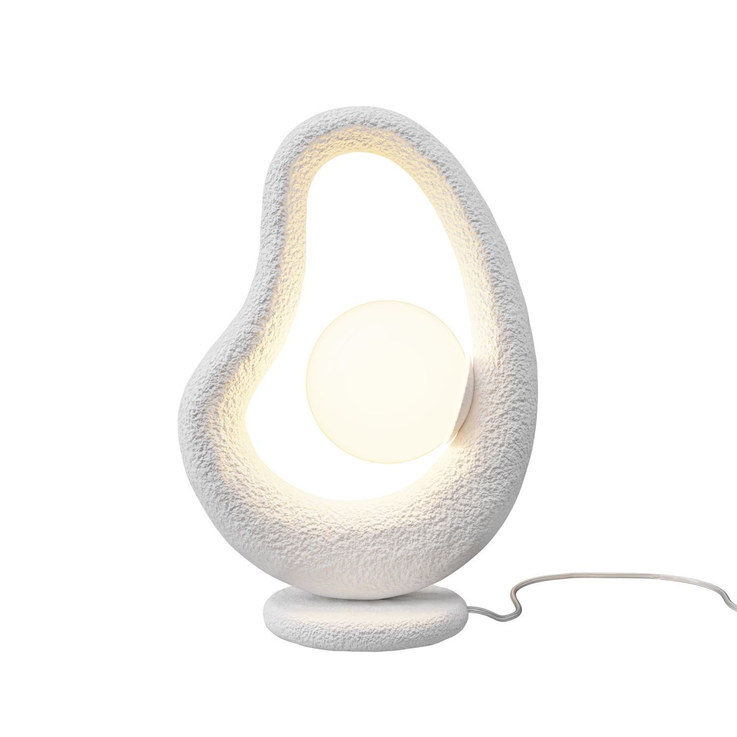 Licht-Erlebnisse Tischleuchte YORIN, ohne Leuchtmittel, Glas Beton 38 cm hoch Weiß G9 Kugelschirm Modern