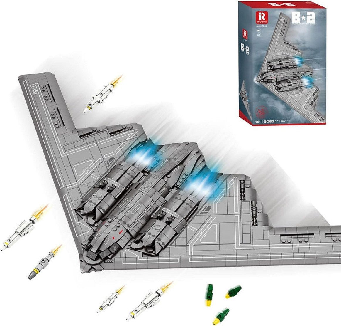 Reobrix 33038 B2 Nurflügel-Flugzeug Konstruktions-Spielset, (2063 St)