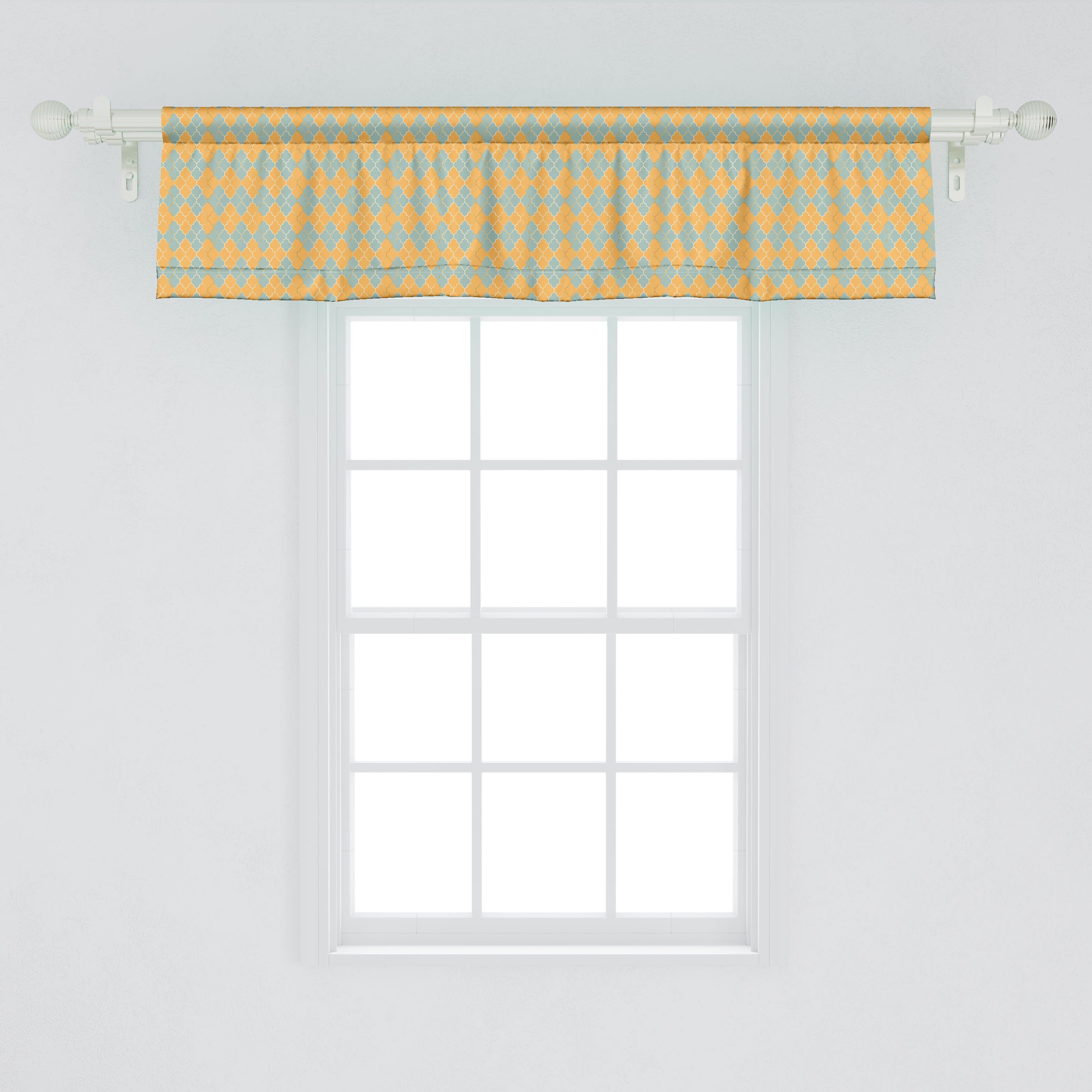 Scheibengardine Vorhang für Motiv Einflüsse Argyle Microfaser, Volant Stangentasche, Dekor Quatrefoil mit Abakuhaus, Küche Schlafzimmer