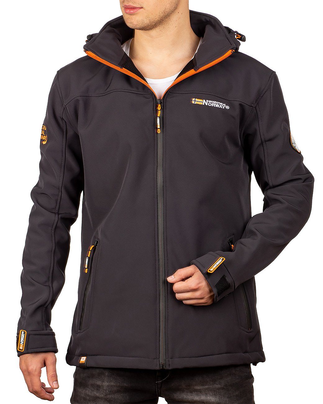 Geographical Norway Softshelljacke Herren Regular Fit Jacke batakeaway men Dark Grey M mit Kapuze