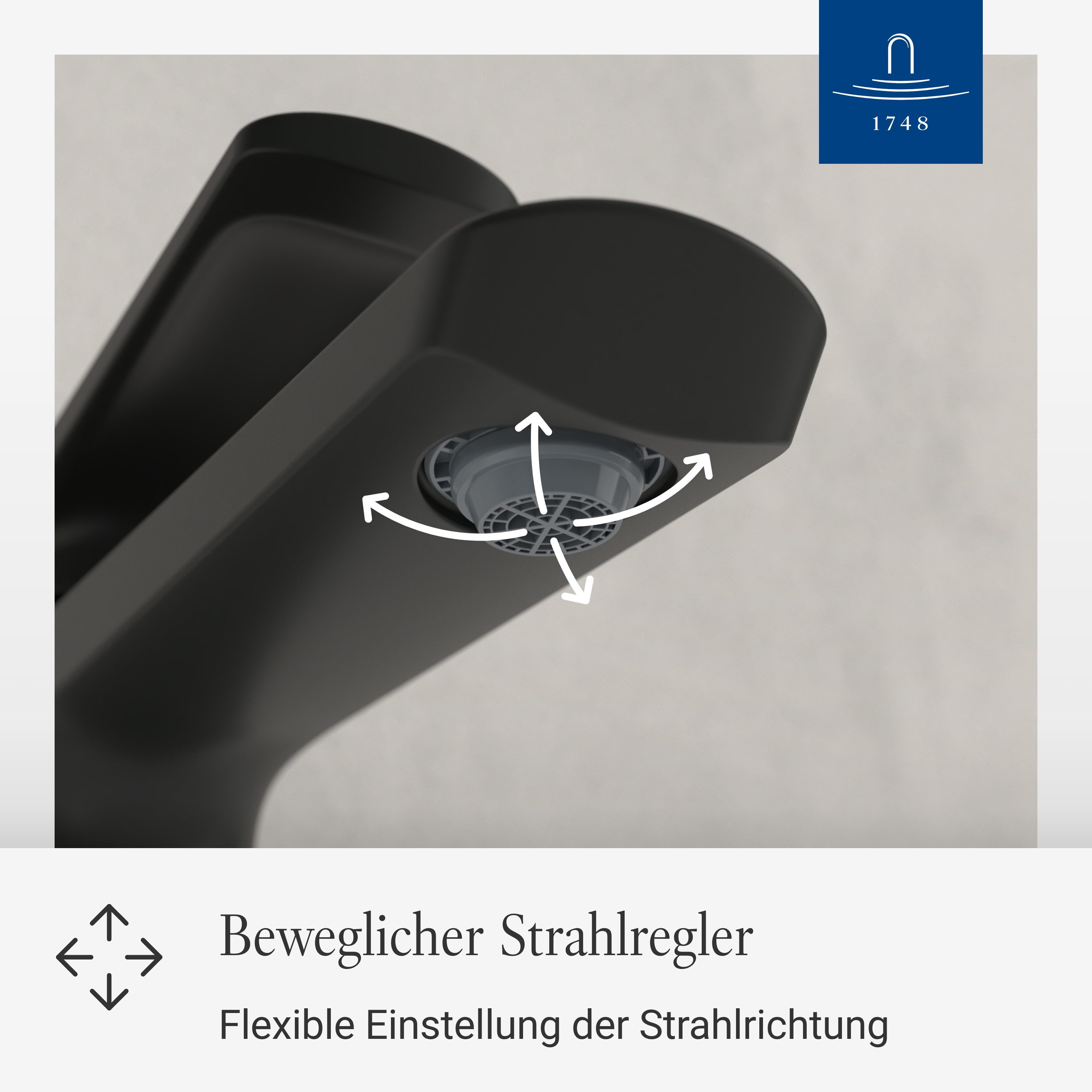 Villeroy & Boch Waschtischarmatur Oasis Wasserhahn Bad mit Zugstange und Keramikkartusche, Waschbeckenarmatur