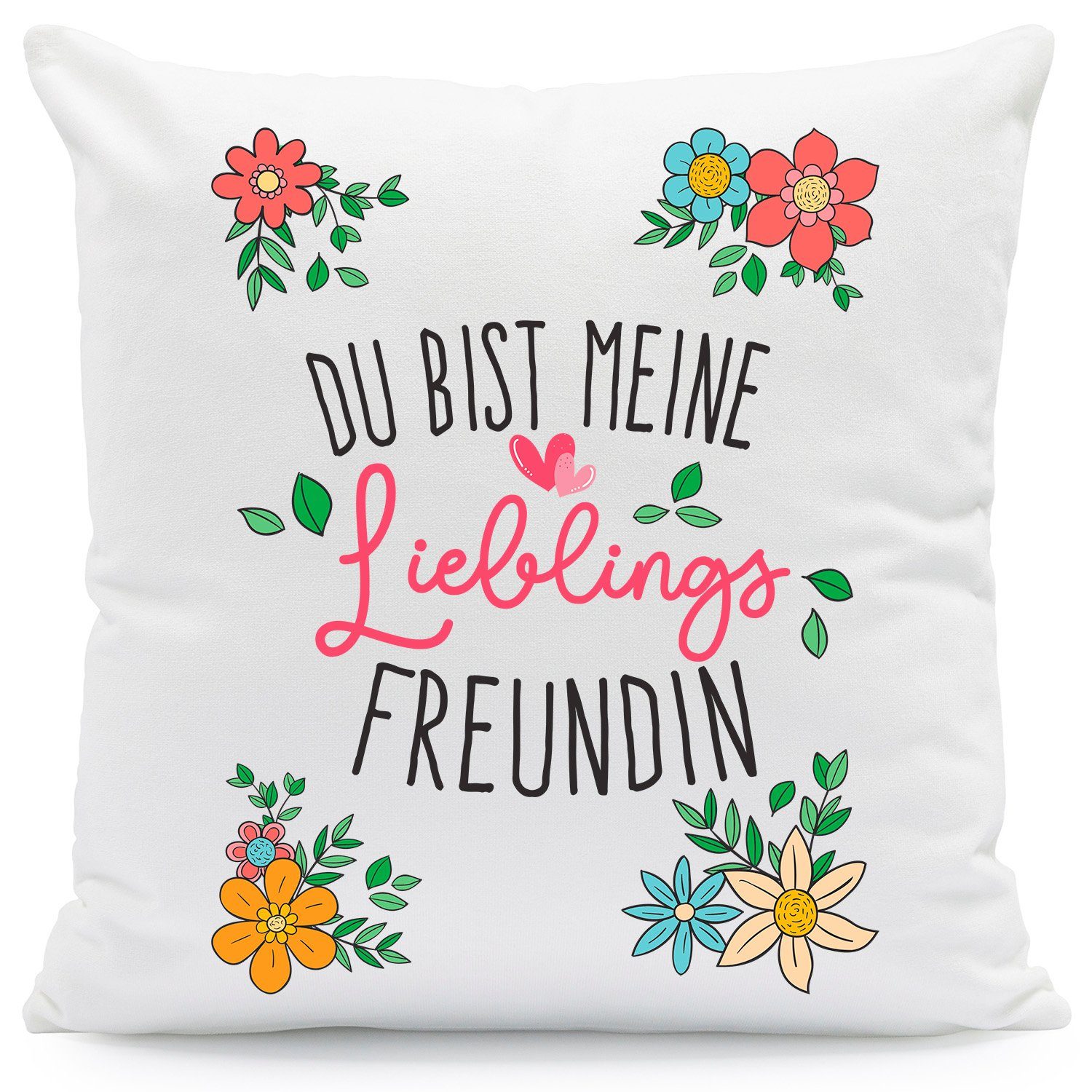 GRAVURZEILE Zierkissen mit Spruch - Du bist meine Lieblings Freundin - Geschenk für Freunde -