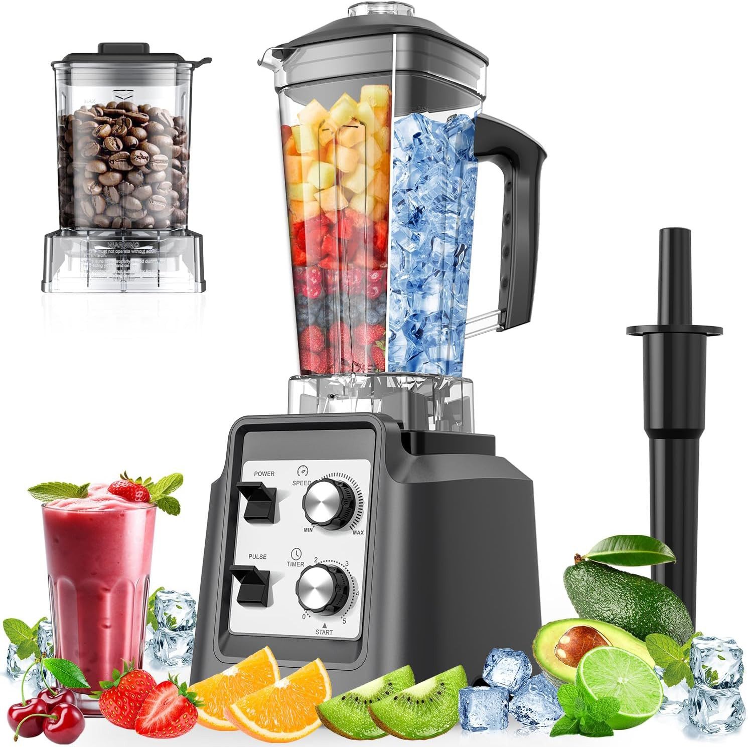Teendow Настольные миксеры Настольные миксеры 1800W mit 2L, Smoothie Maker, BPA-frei, 1800 W, Geschwindigkeitsregelung, Selbstreinigungsmodus