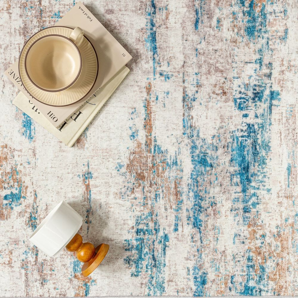 PURECOZY Teppich Kurzflor, Abstrakter Stil, Rutschfest und Waschbar, rechteckig, Höhe: 6.1 mm, geeignet für verschiedene Innenräume, 60x90 cm