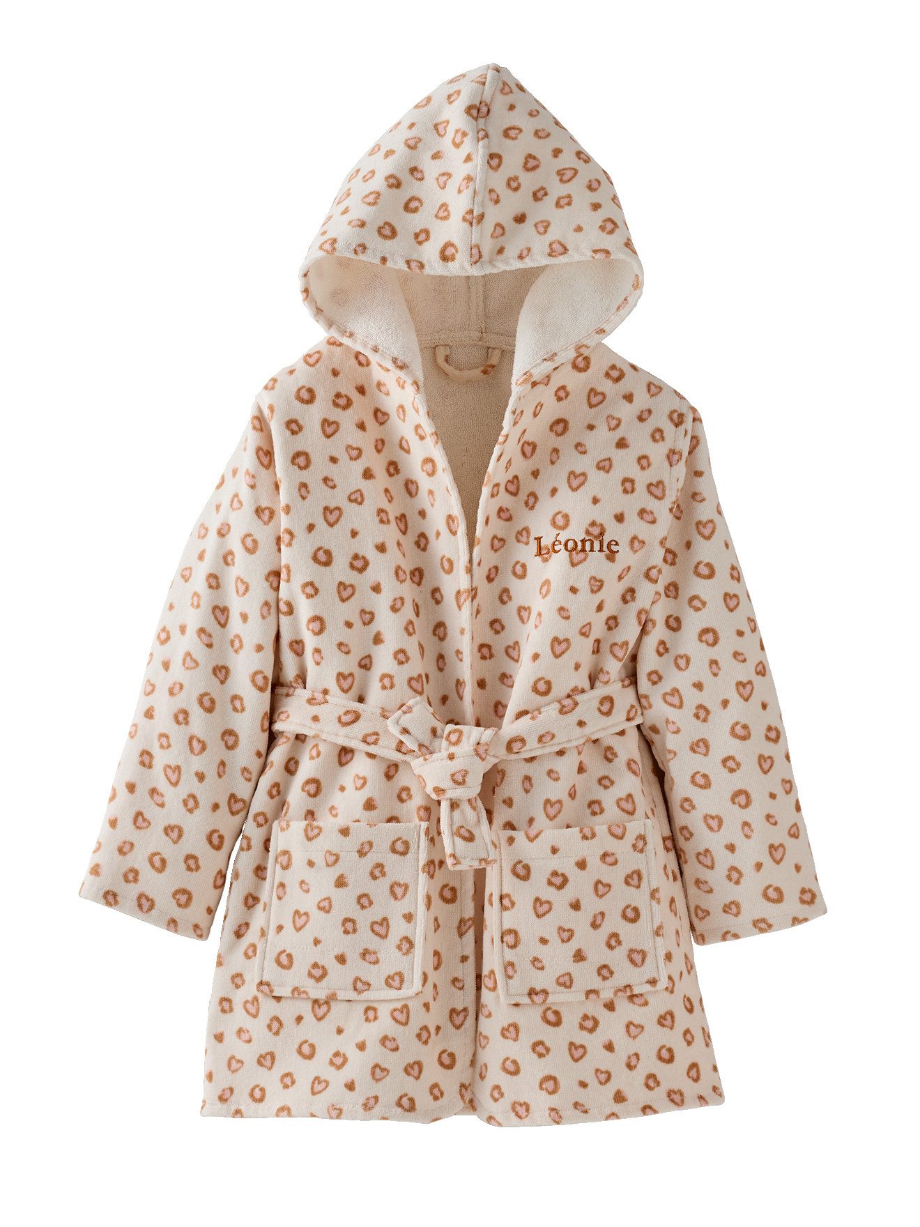 vertbaudet Bademantel Kinder Bademantel LEOPARD mit Recycling-Baumwolle, Recycelte Baumwolle