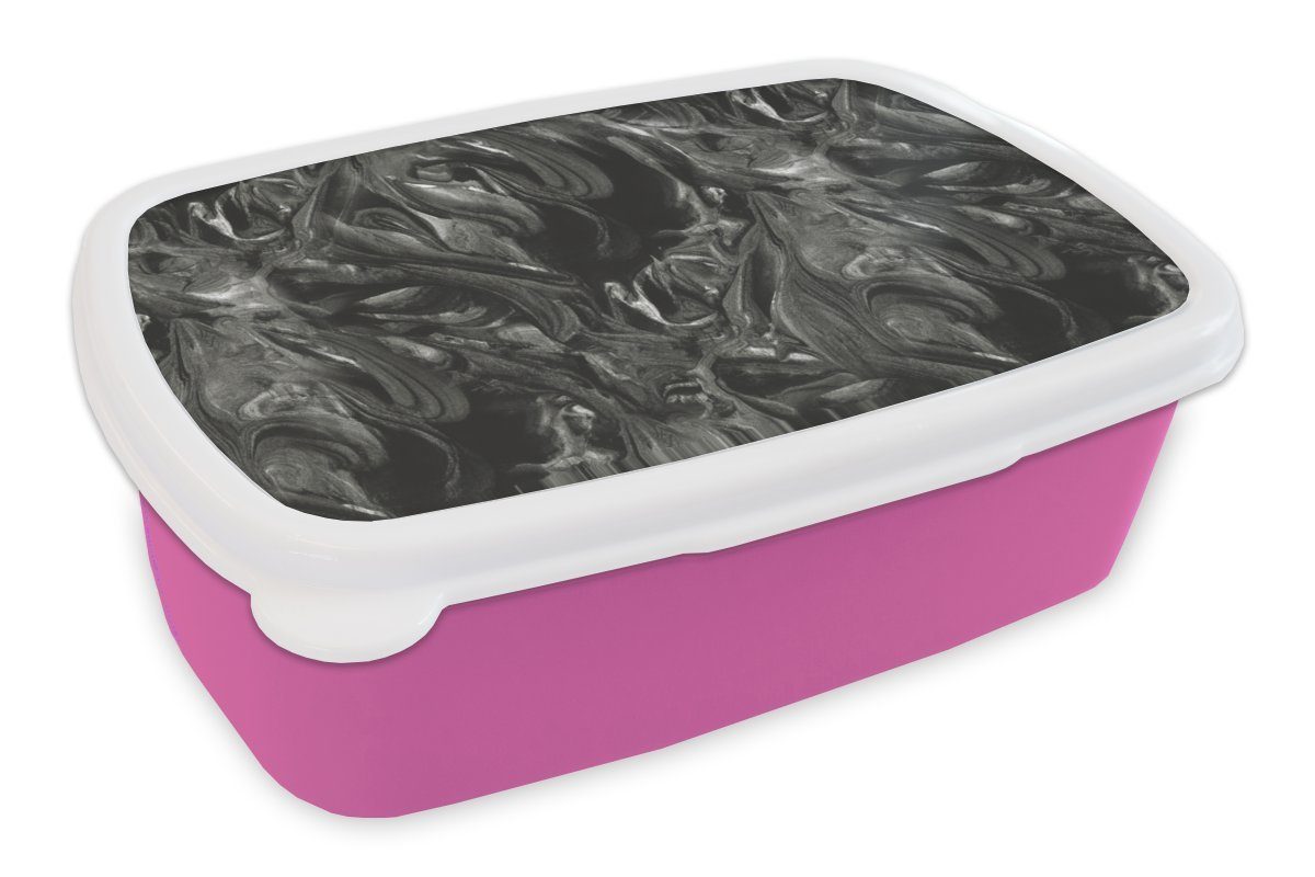 Brotbox MuchoWow Lunchbox Marmor, Erwachsene, Farbe für (2-tlg), Muster Kunststoff Snackbox, Kinder, - - Kunststoff, Mädchen, rosa Brotdose