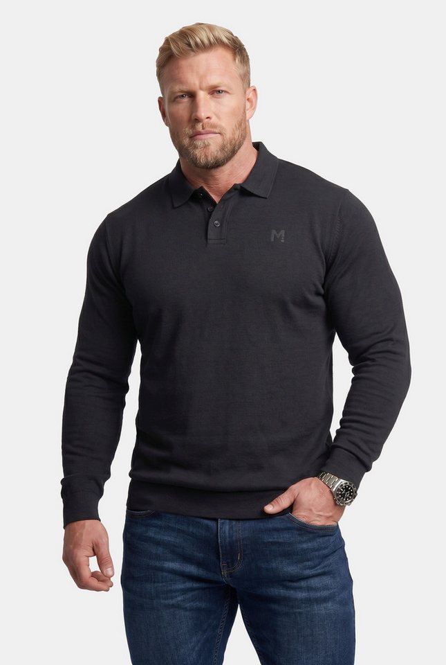 Men Plus Poloshirt Poloshirt Bauchfit Basic Piqué Langarm
