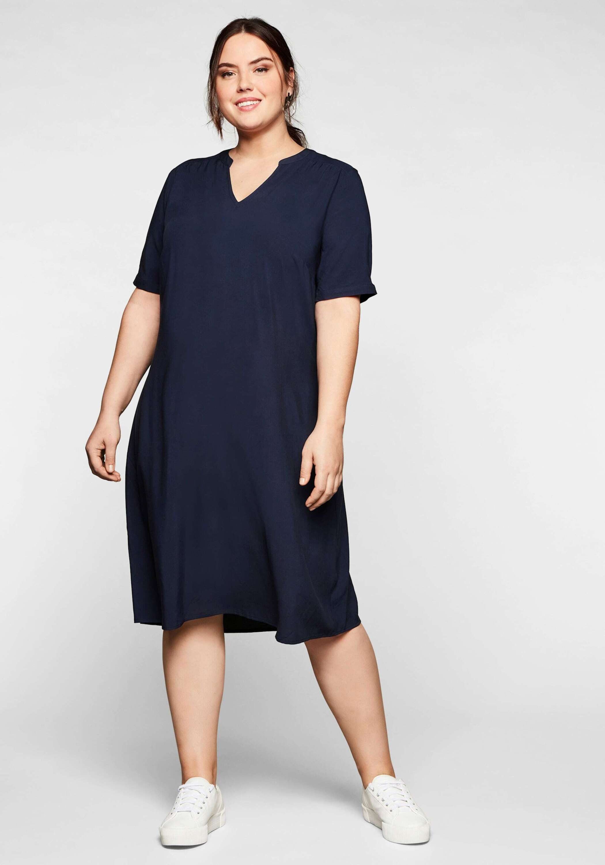 Sheego Etuikleid Sommerkleid Kurzarm aus leichter Viskose, in A-Linie günstig online kaufen