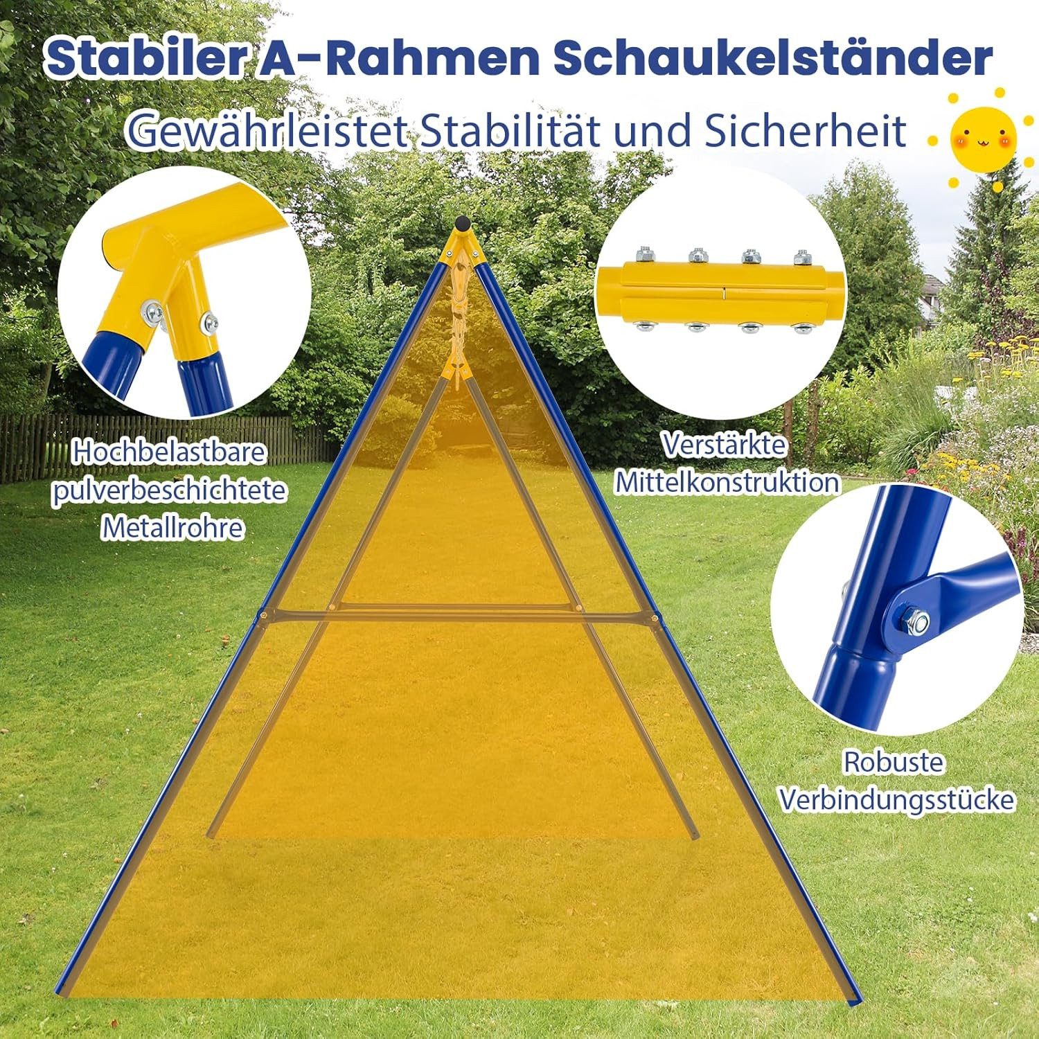 KOMFOTTEU Doppelschaukel Kinderschaukel, (1-tlg), Schaukelgestell, bis 300kg belastbar