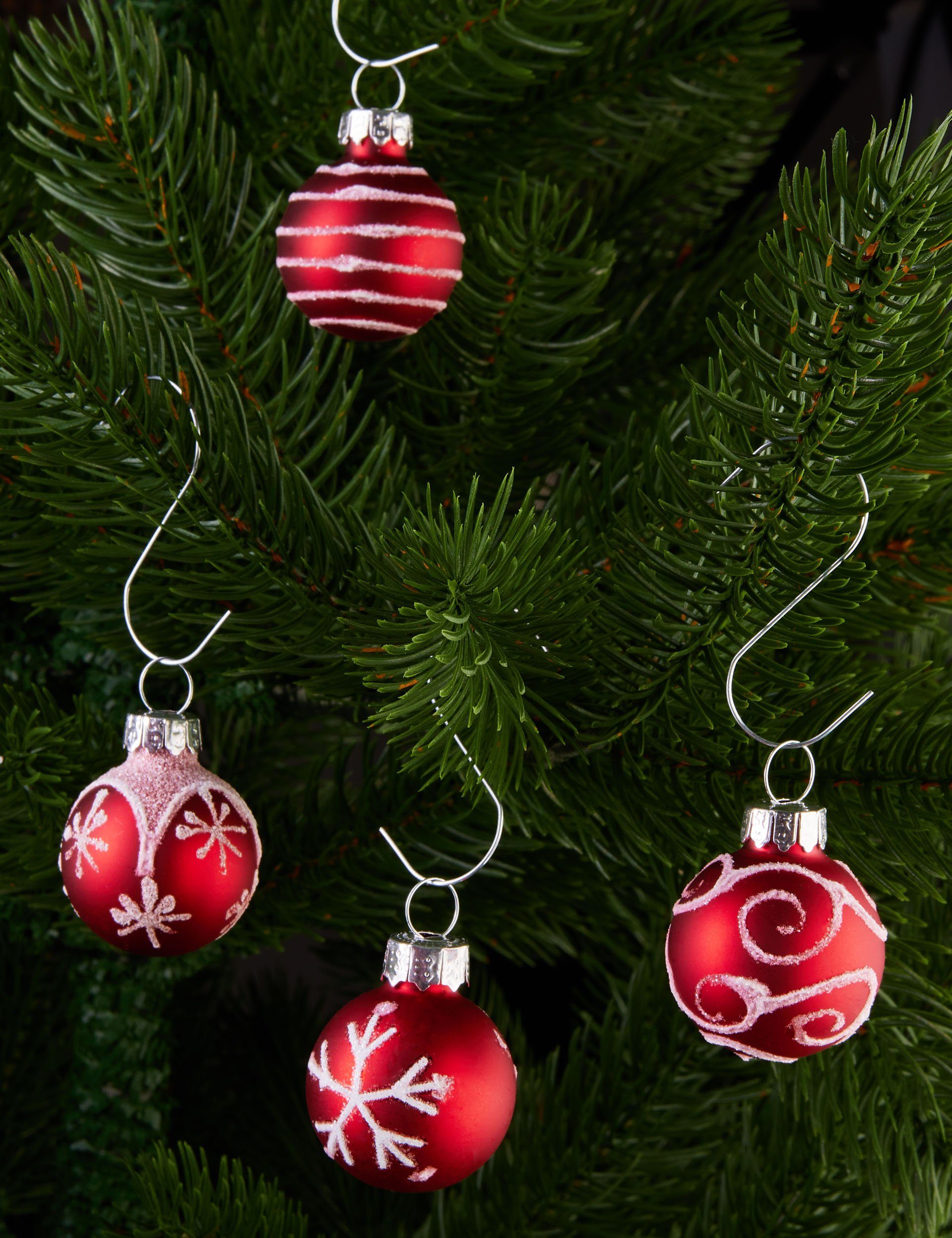 BRUBAKER Weihnachtsbaumkugel Weihnachtskugeln Weihnachtsdekorationen - Baumkugeln Weihnachtsbaum (36 mit Christbaumschmuck Handbemalter für 3 cm Kugeln und Glas Mini Rot aus St)