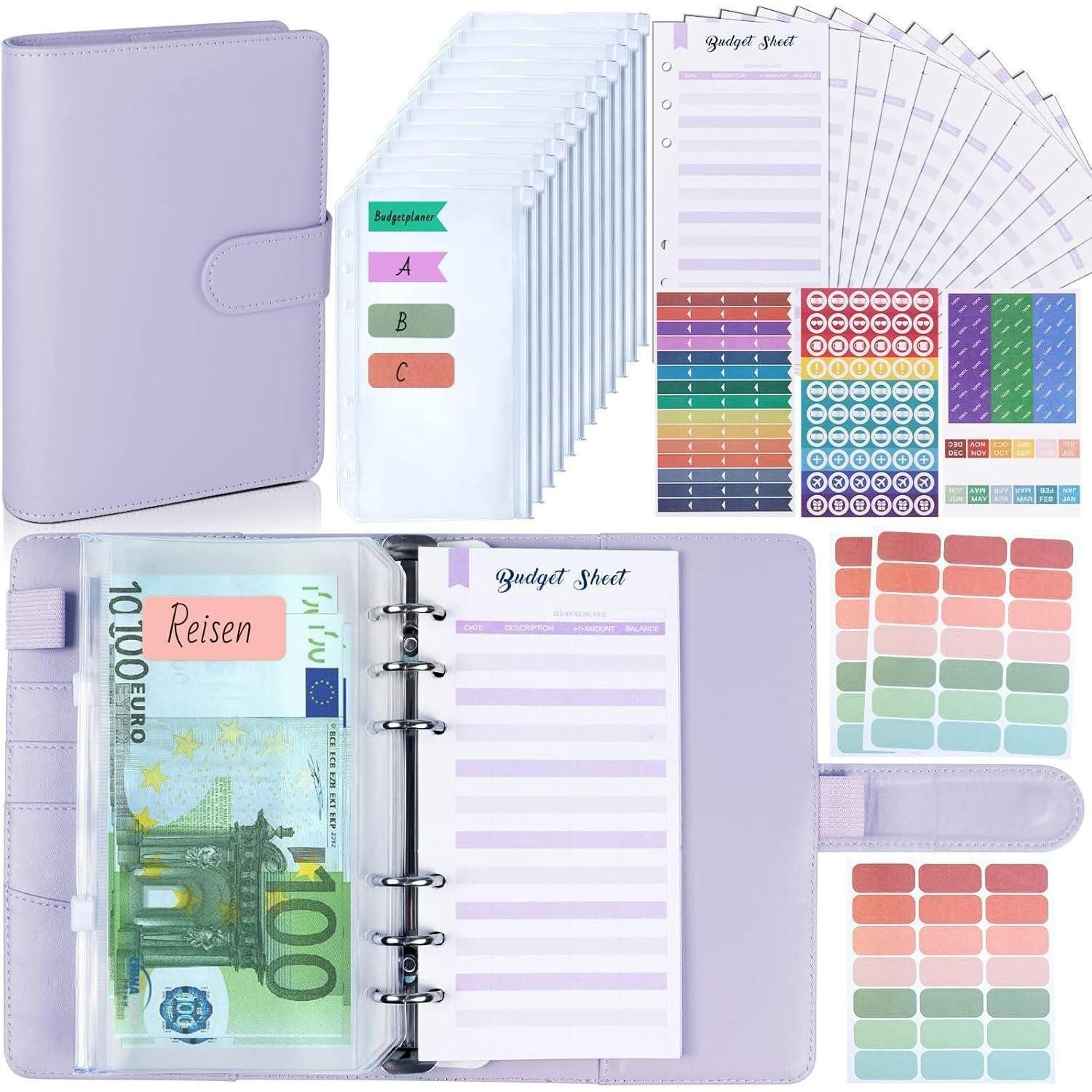 ANYUKE Organisationsmappe Budget Planner A6 Binder mit Geldumschlägen Sparbuch Organizer