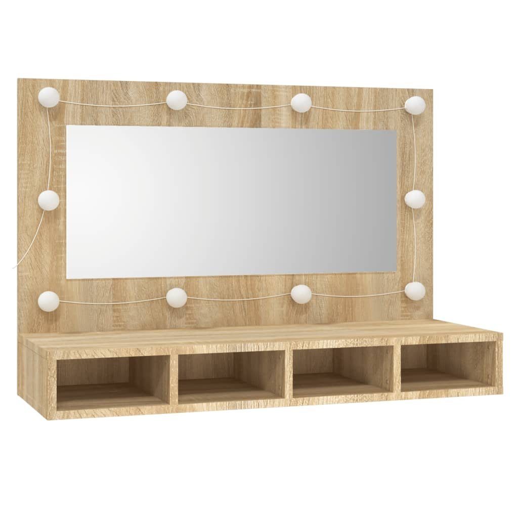 (1-St) Eiche cm Sonoma 90x31,5x62 Sonoma-Eiche vidaXL Spiegelschrank mit LED Badezimmerspiegelschrank