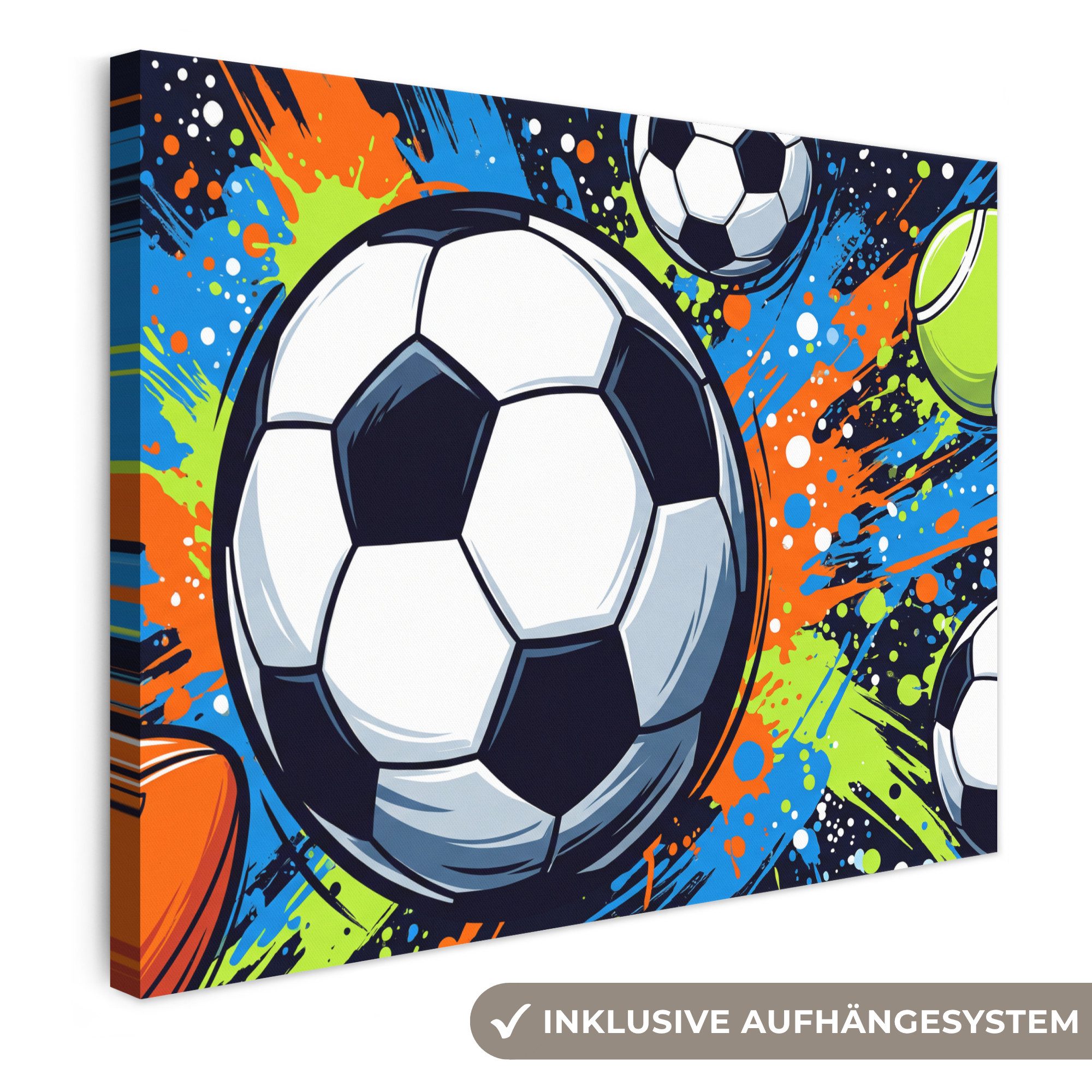 OneMillionCanvasses® Leinwandbild Sport - Bälle - Farbenfroh, Fotodruck (1 St), Wandbild Leinwandbilder, Aufhängefertig, Wanddeko 40x30 cm