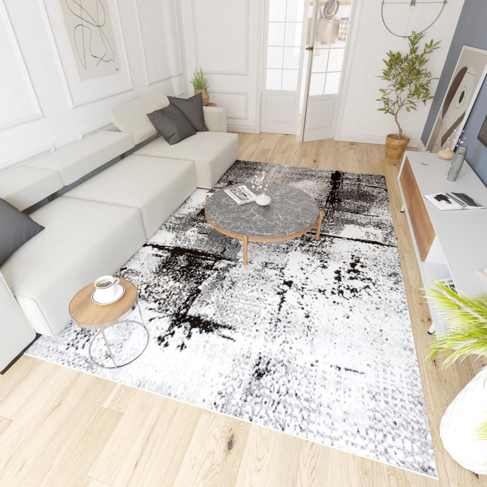 Mazovia Designteppich Modern Abstrakt Anthrazit Grau Wohnzimmer, Schlafzimmer, Esszimmer, Fußbodenheizung – Bild 4 von 5