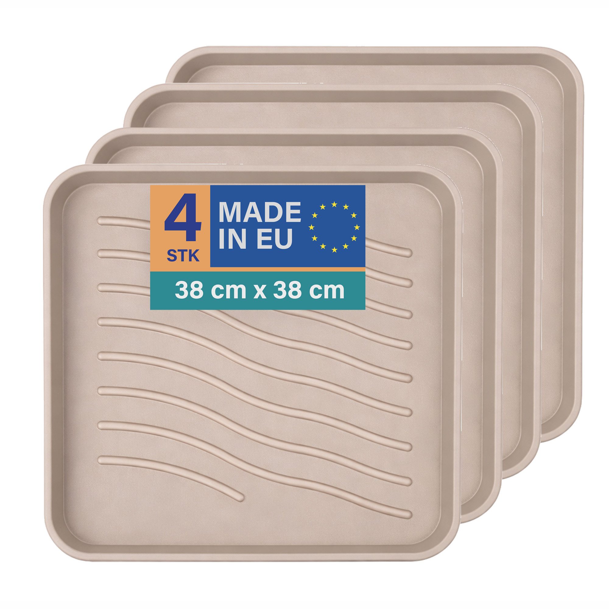 Bestlivings Schuhabtropfschale mit 2,5 cm hohem Rand (4-tlg., 38x38x2,5 cm), je nach Schuhgröße für 1-2 Paar Schuhe geeignet, robust, wasserfest