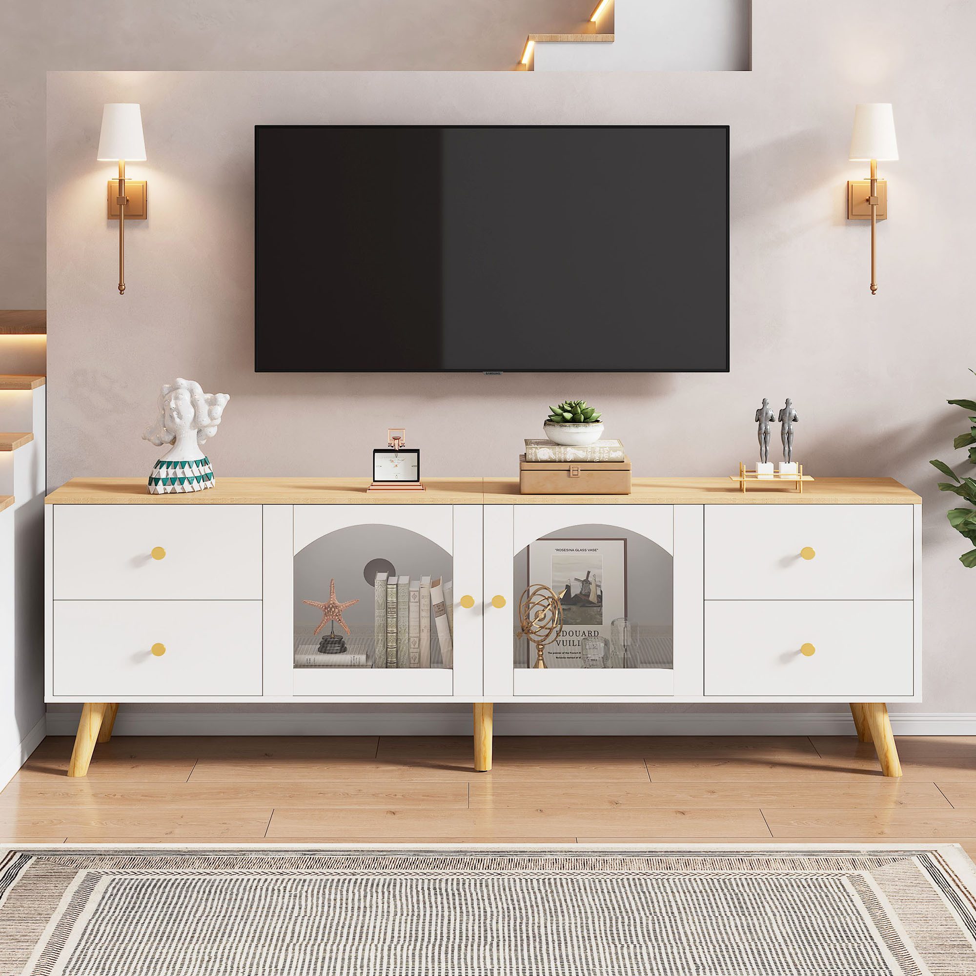 REDOM Lowboard TV-Schrank mit 4 Schubladen günstig online kaufen