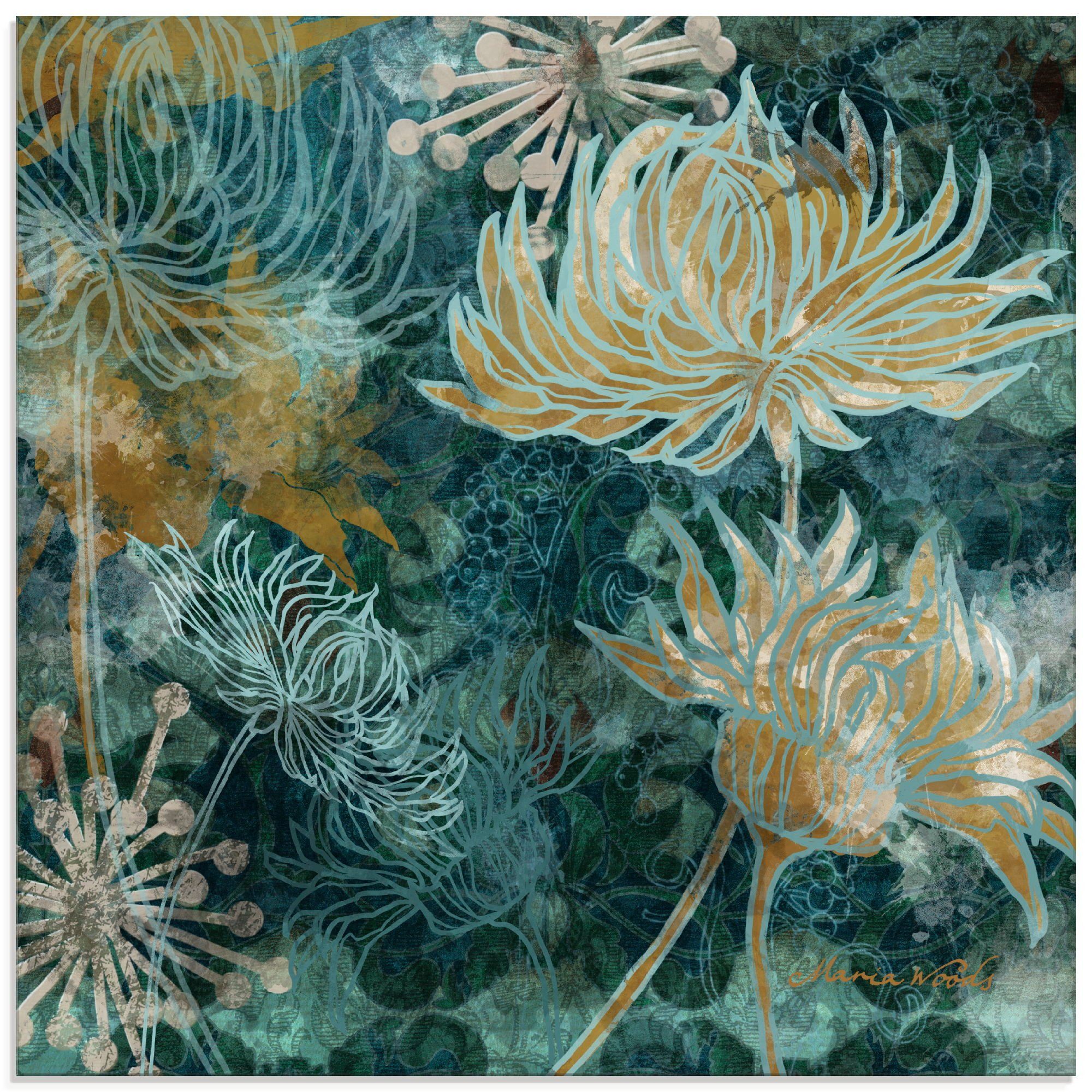 verschiedenen in Größen (1 I, Glasbild Blumen Blaue St), Artland Chrysanthemen