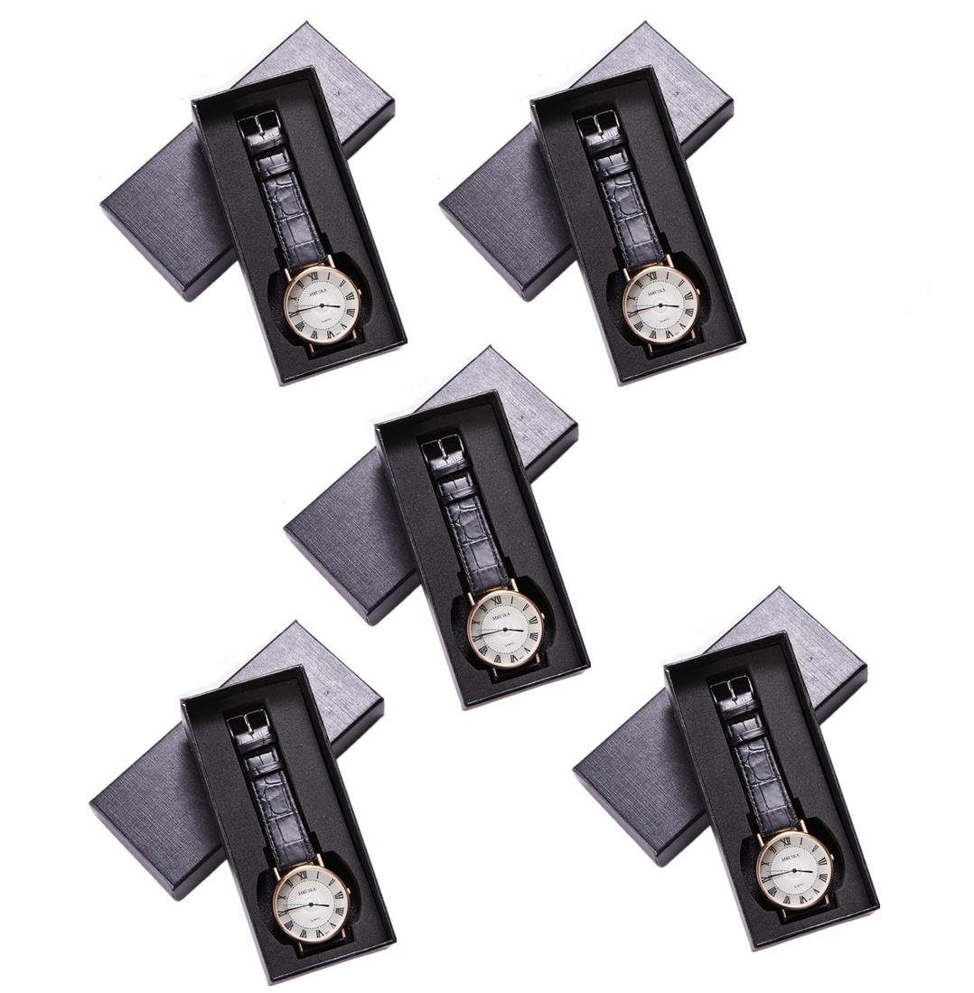BAYLI Schmucketui 5er Set Geschenk Uhrenbox für 1 Uhr, 145 x 65 mm Uhrenkarton in Schwar