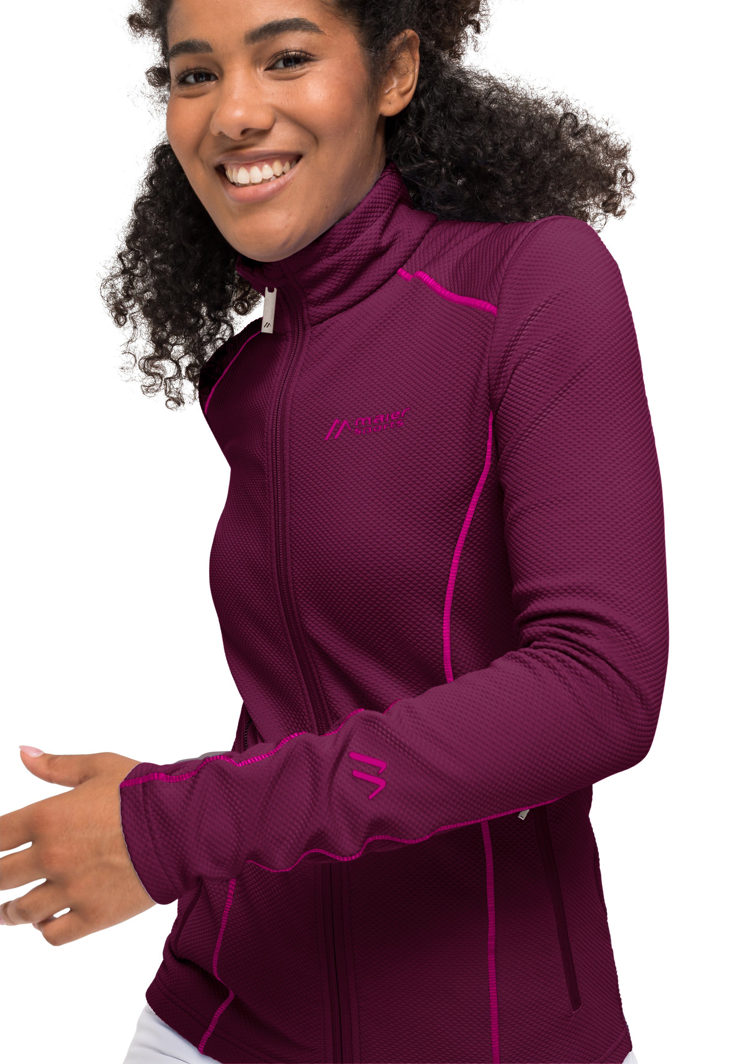 Maier Sports Funktionsshirt Ximena Skifahren als Fleecejacke Damen magenta warme Midlayer, ideal zum