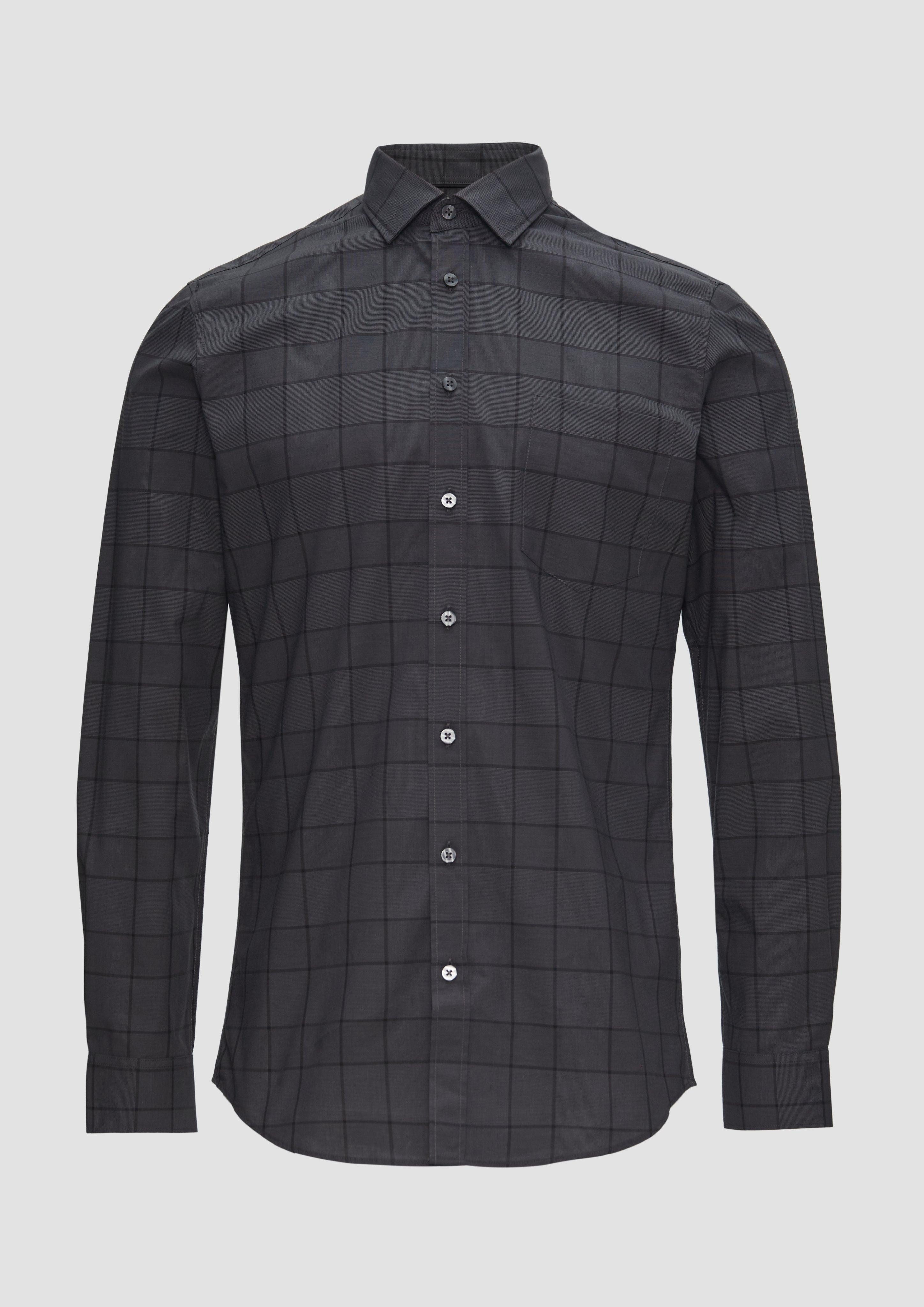 Langarmhemd Tailored Fit: Kariertes Hemd aus Baumwollstretch