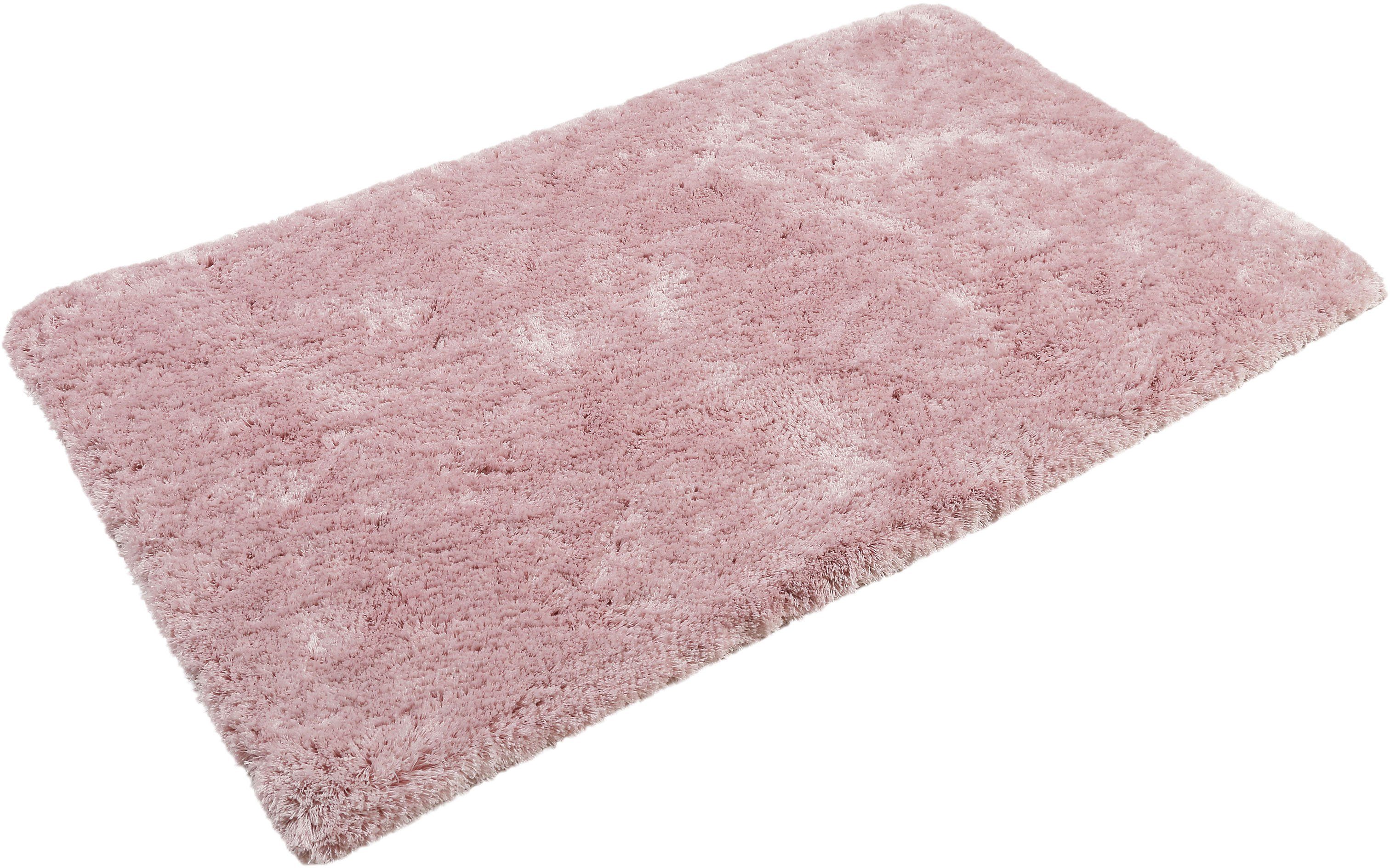 Badematte Porto Azzurro Homie Living, Höhe 30 mm, rutschhemmend beschichtet, fußbodenheizungsgeeignet, schnell trocknend, Polyester, rechteckig, Badteppich, uni, rechteckig & rund, waschbar, Badezimmerteppich rosa