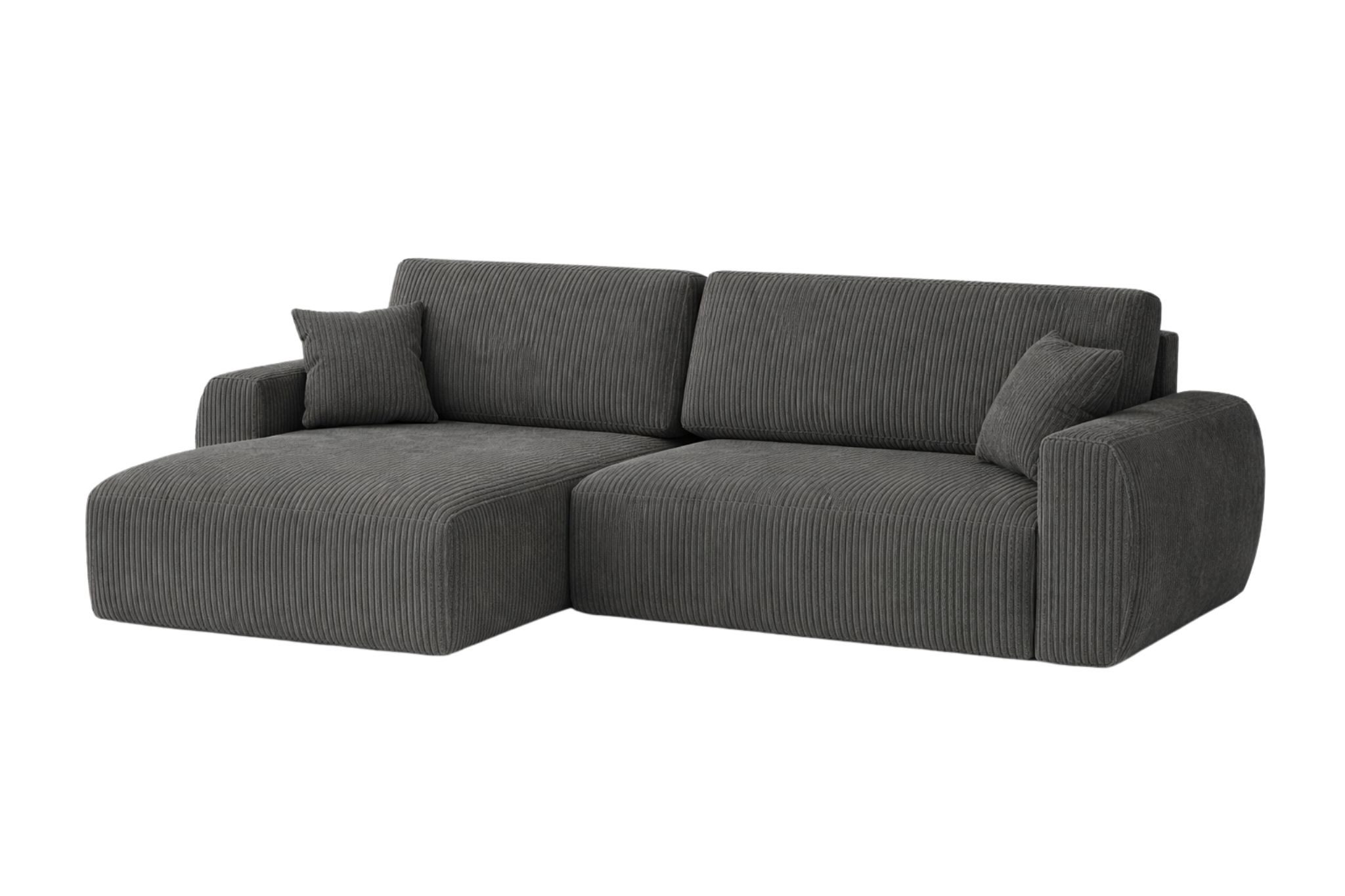 Kaiser Möbel Ecksofa mit Schlaffunktion und Bettkasten Ariel L Cord-Sofa aus Stoff Poso, mit Schlaffunktion,großzügige Liegefläche,pflegeleichter Cordstoff