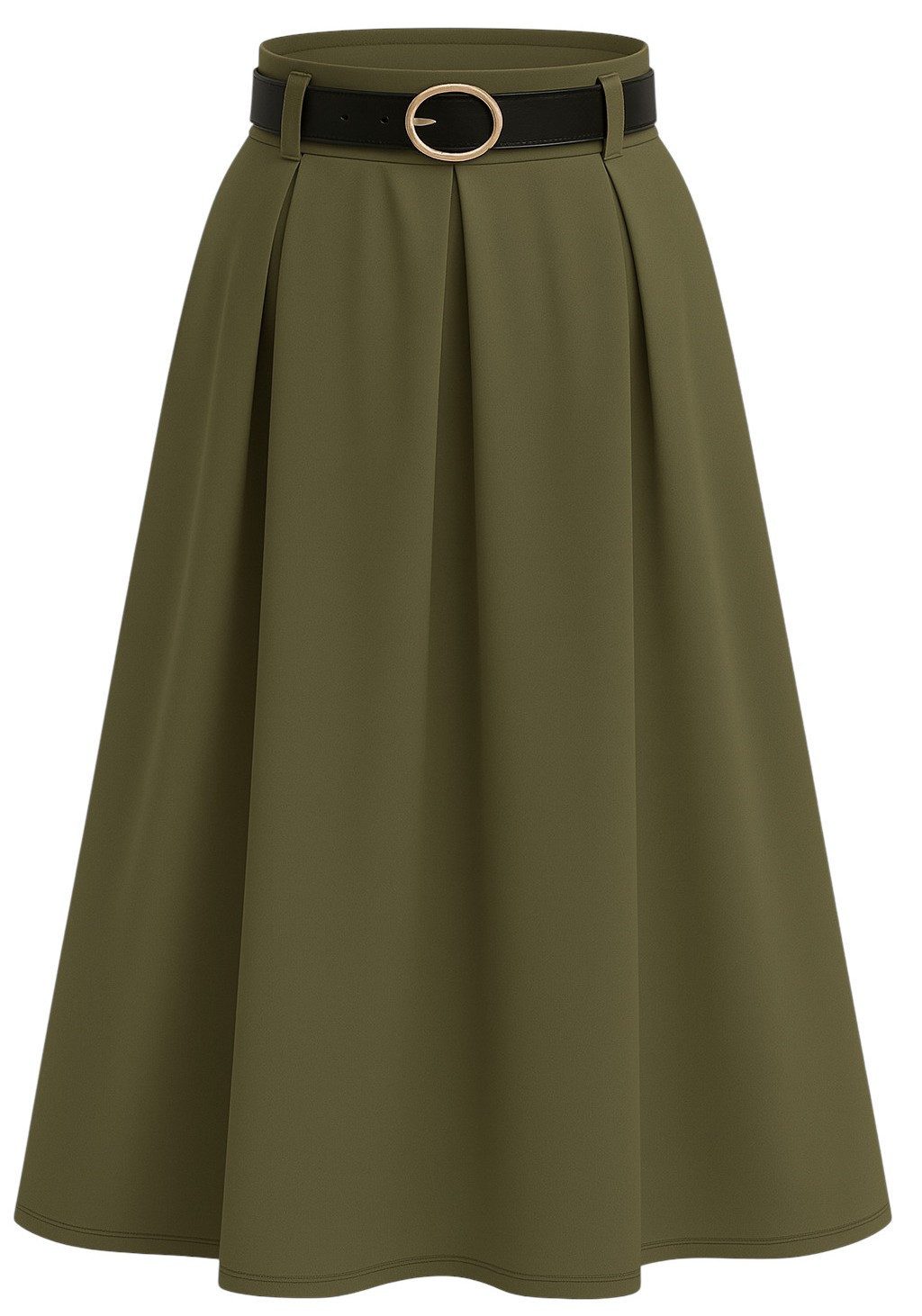 Mississhop A-Linien-Rock Eleganter Faltenrock mit Gürtel – mittellang M.430