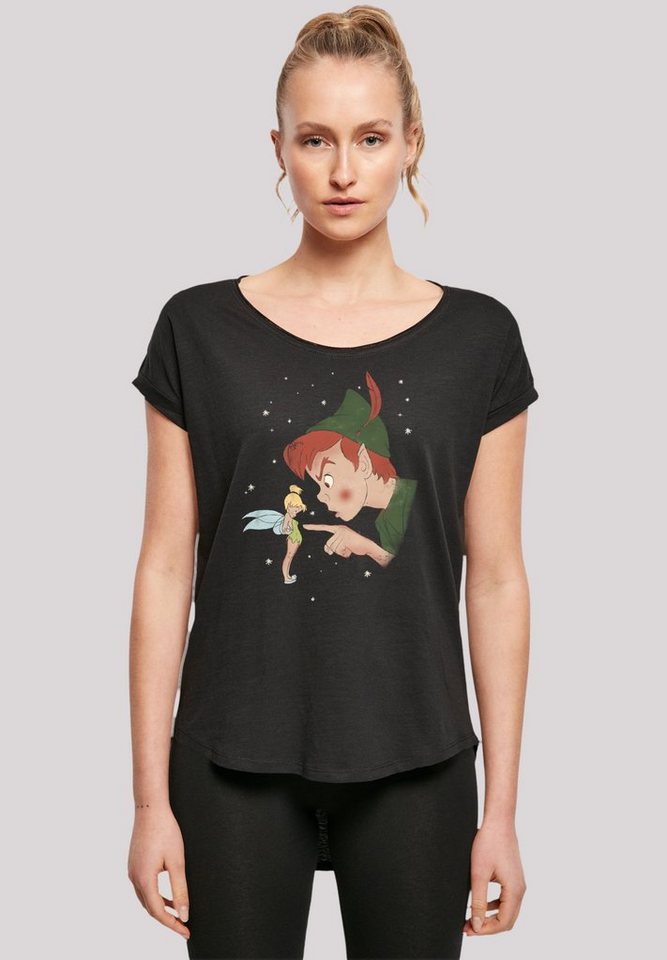 F4NT4STIC T-Shirt Disney Peter Pan Tinkerbell Hey You Premium Qualität,  Hinten extra lang geschnittenes Damen T-Shirt