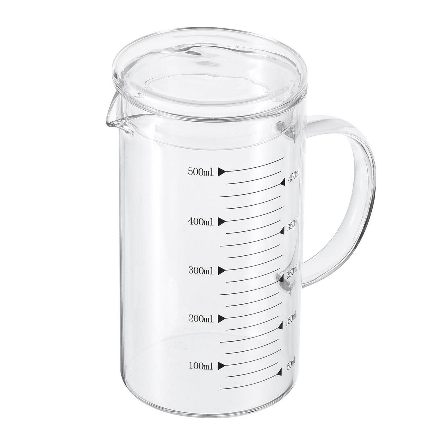 LuxusKollektion Messbecher Messbecher Glas 500ml schwarz mit Deckel, Glas