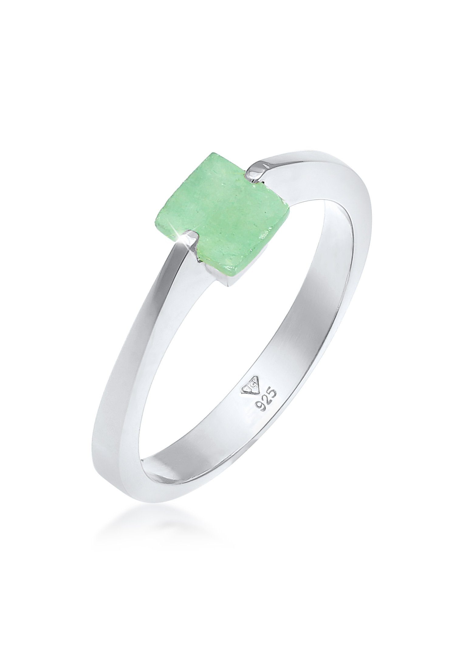 Elli Premium Fingerring Jade Grün Dreieck klassik 925 Silber vergoldet